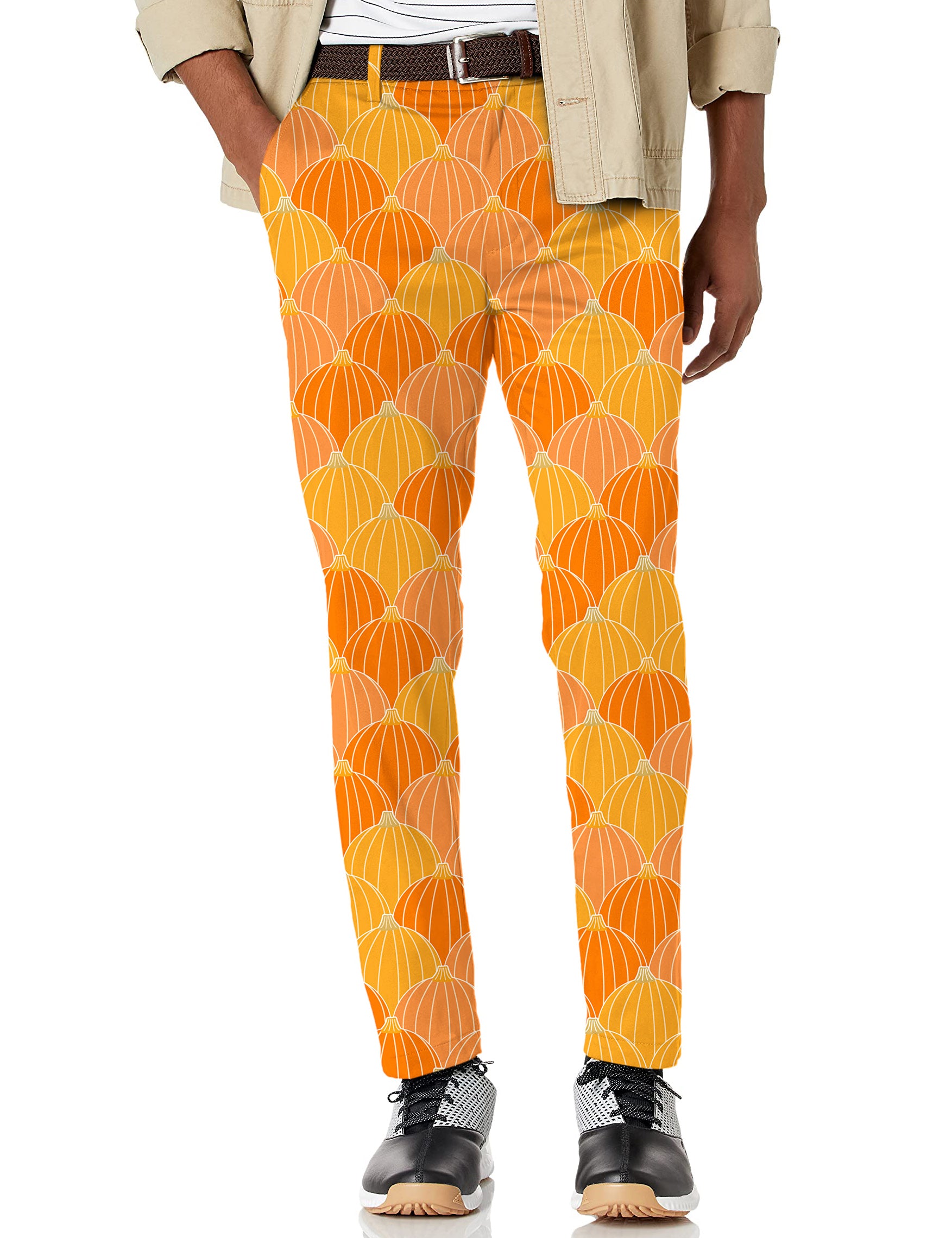 Men's Halloween Thanksgiving Pumpkin Bones Stretch Golf Pants