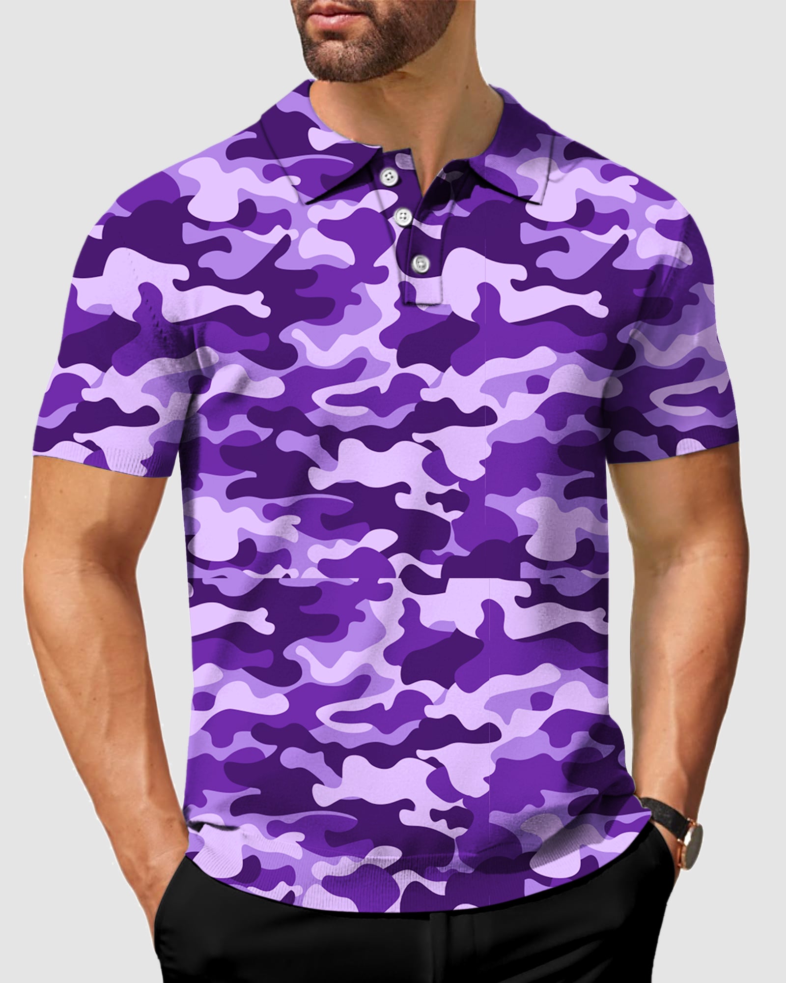 Men's Purple Camo golf polo