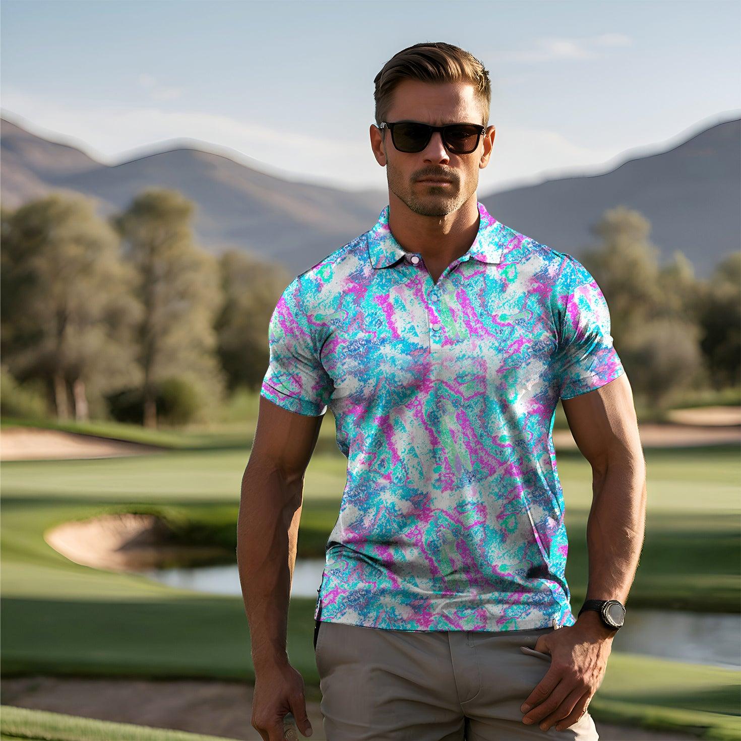 Men's vintage fractal golf polo