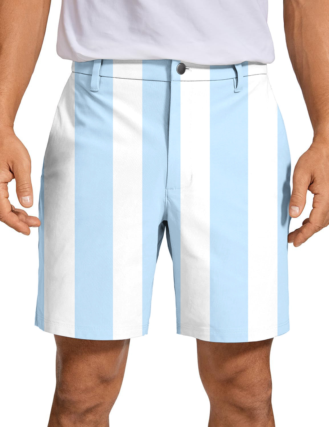 Men's Blue and white vertical stripes Golf Shorts