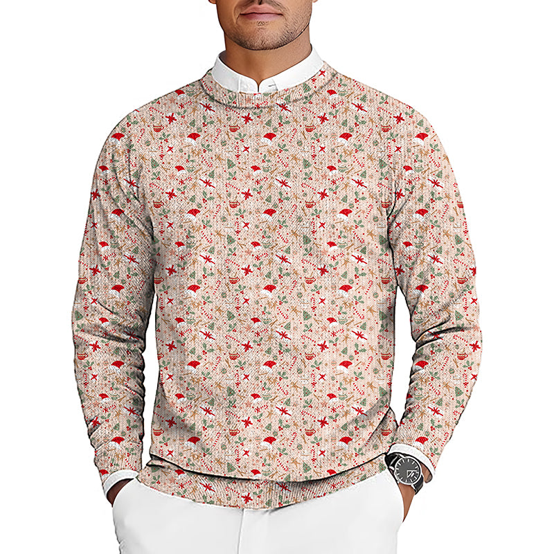 pink christmas Men's Golf Crewneck Pullover Sweaters Ugly Sweater