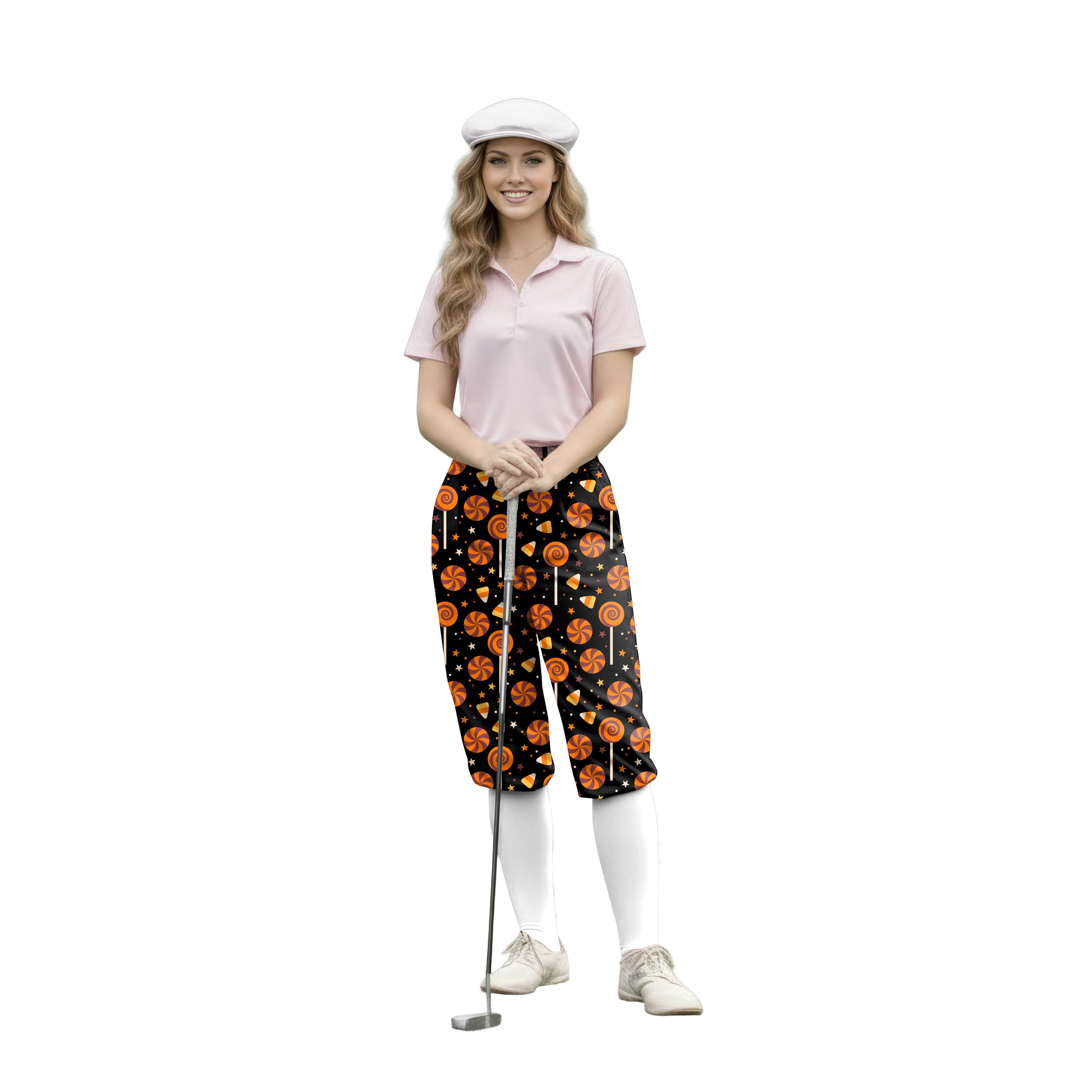 Personalize And Add To Cart Men's Halloween Lollipops Polo Womens Golf Knickers Pants