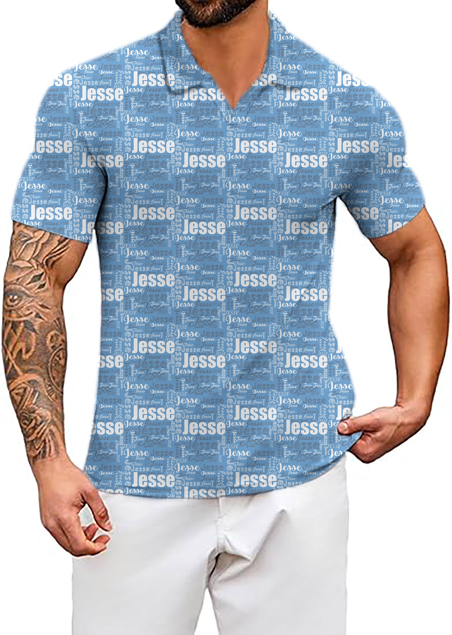 Men's Custom name Iris V Neck Golf Polo Shirts
