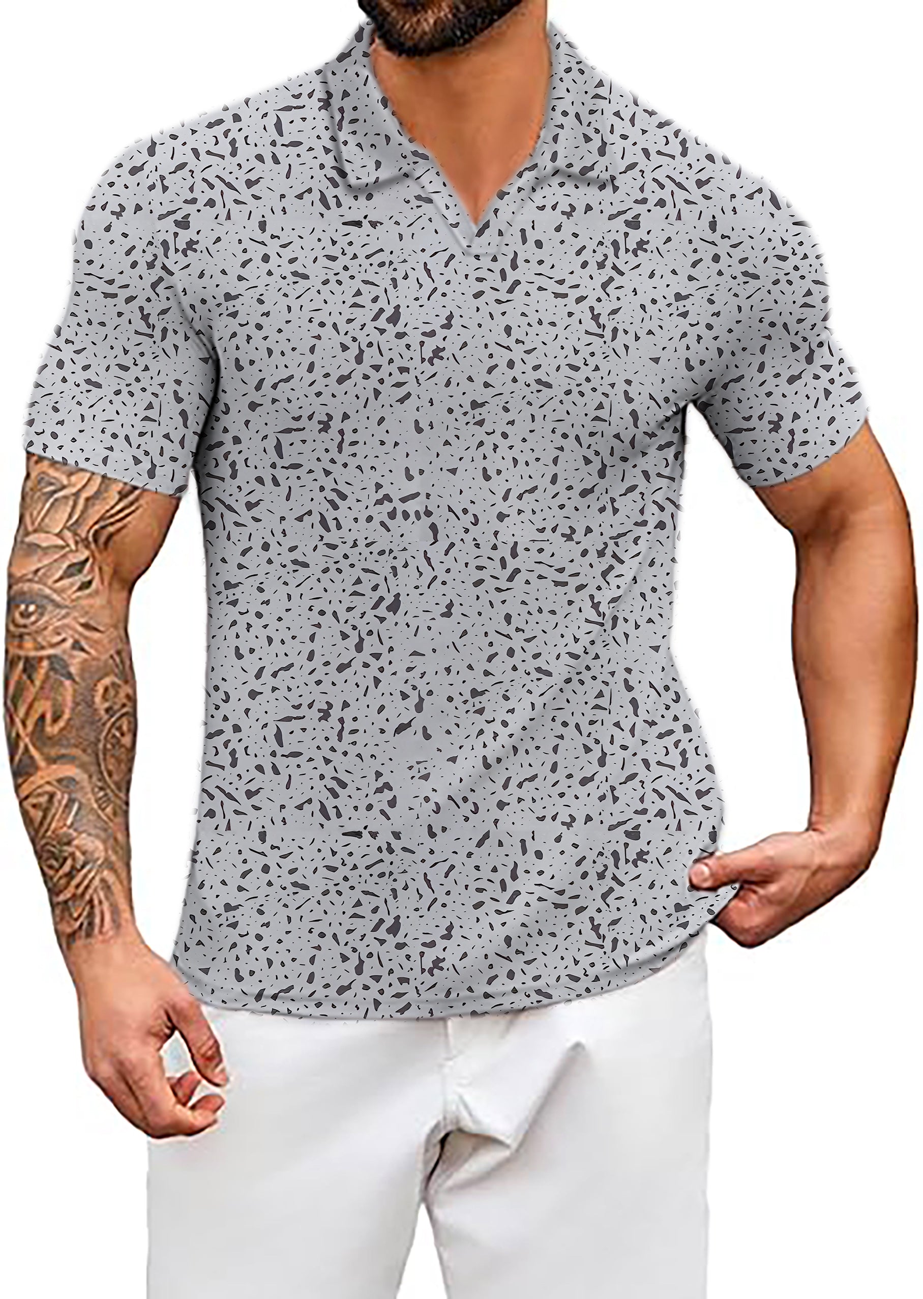 Men's Speckle V Neck Golf Polo Shirts