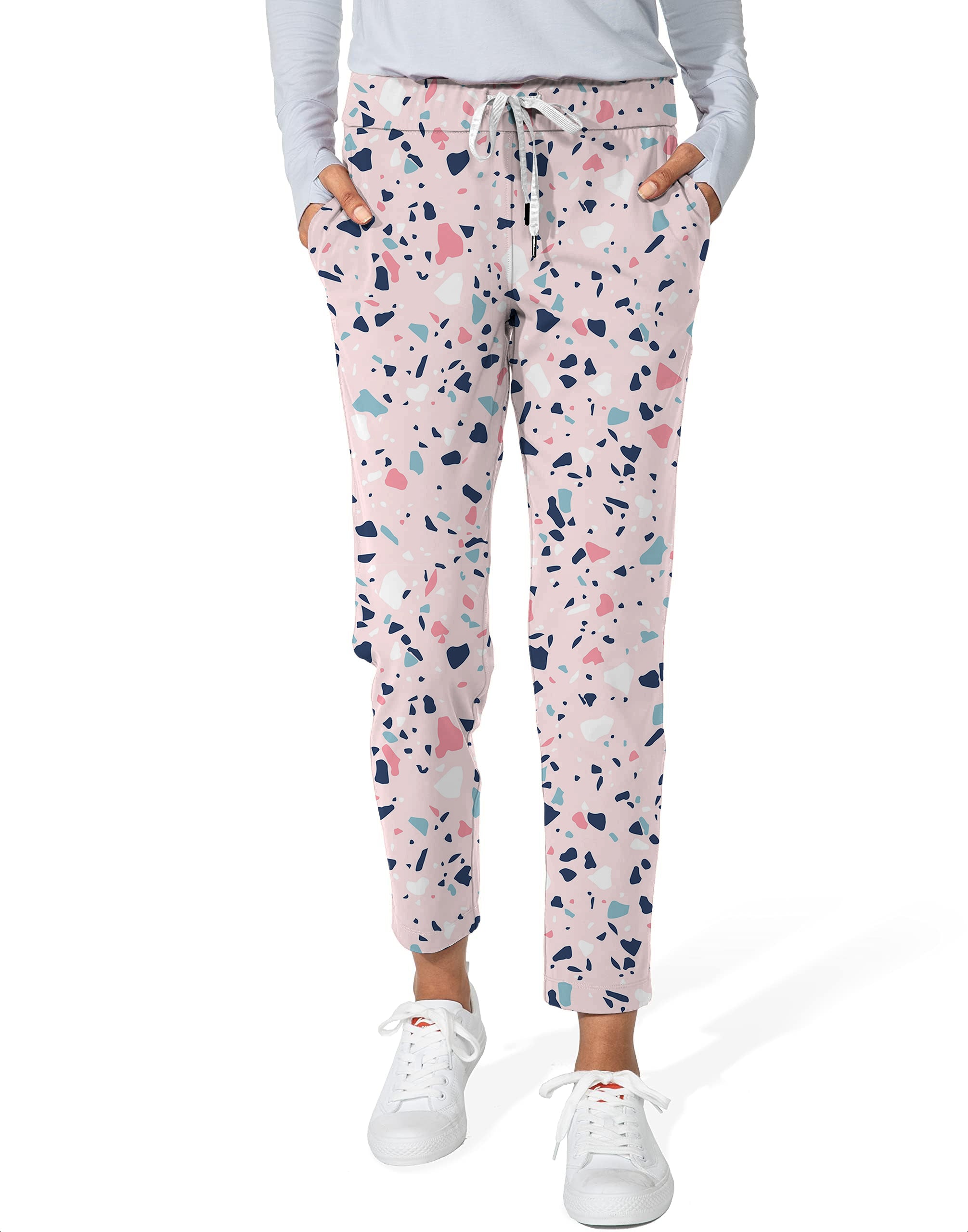 Pink Paint Splatter-Women's 7/8 Stretch Ankle Golf Pants