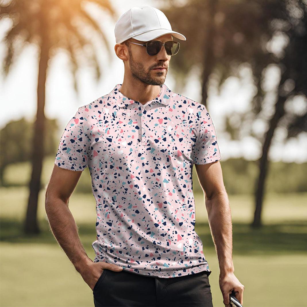 Men's Pink Paint Splatter golf polo