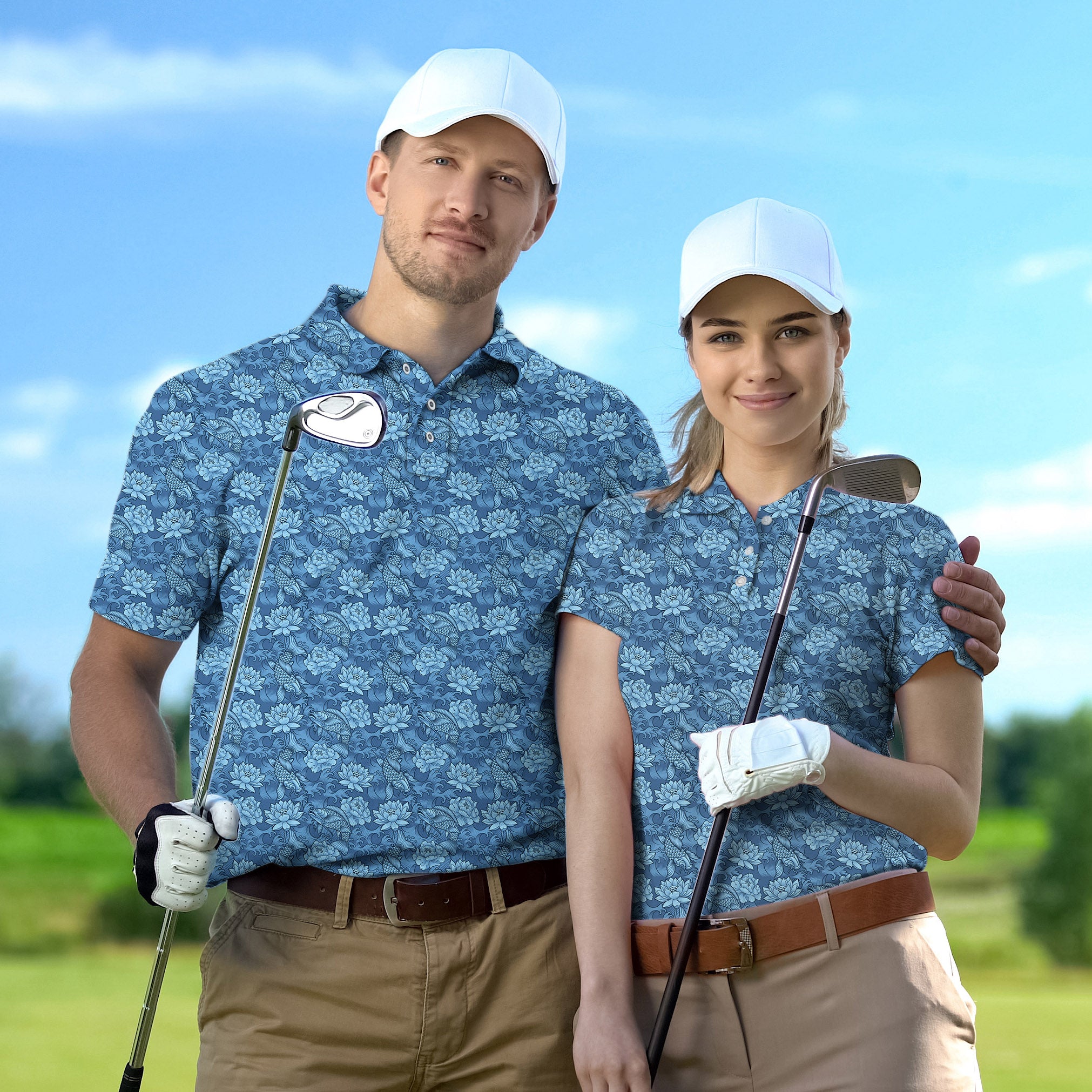 Golf Polo Couple Family set Lotus carp tournament