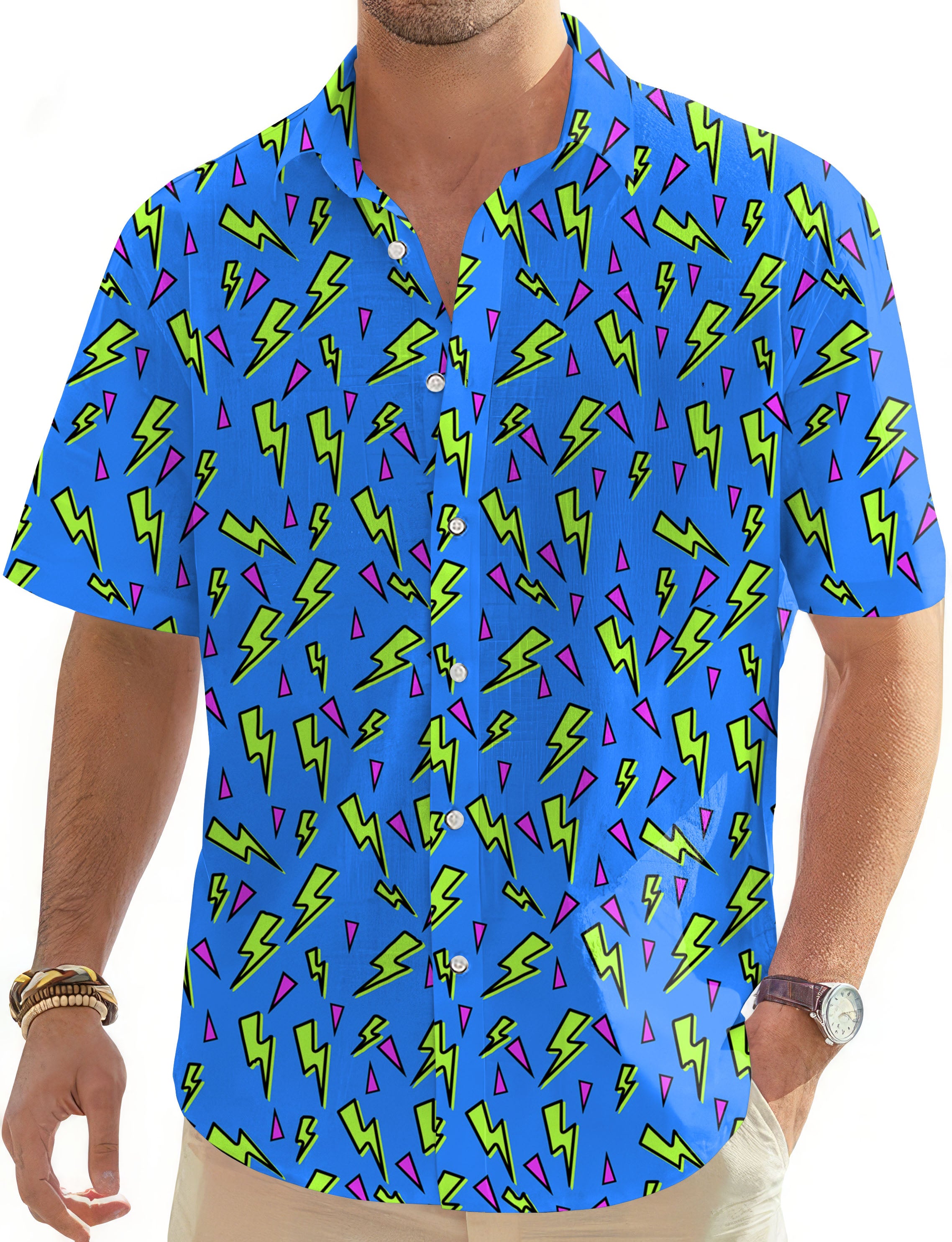 Flash-Men's Golf Hawaiian Shirts Button Down Shirt