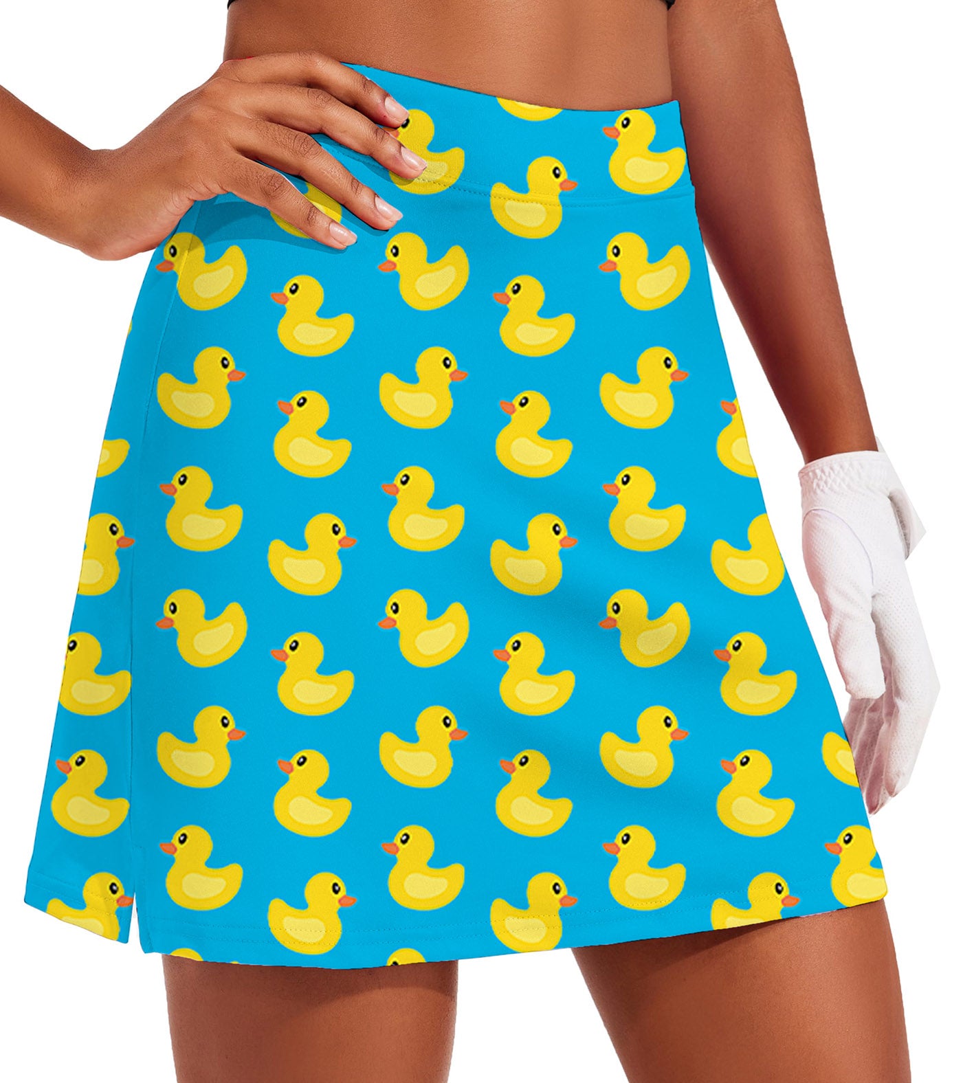 Women's Yellow duck Golf Skirts Inner Shorts Pocket