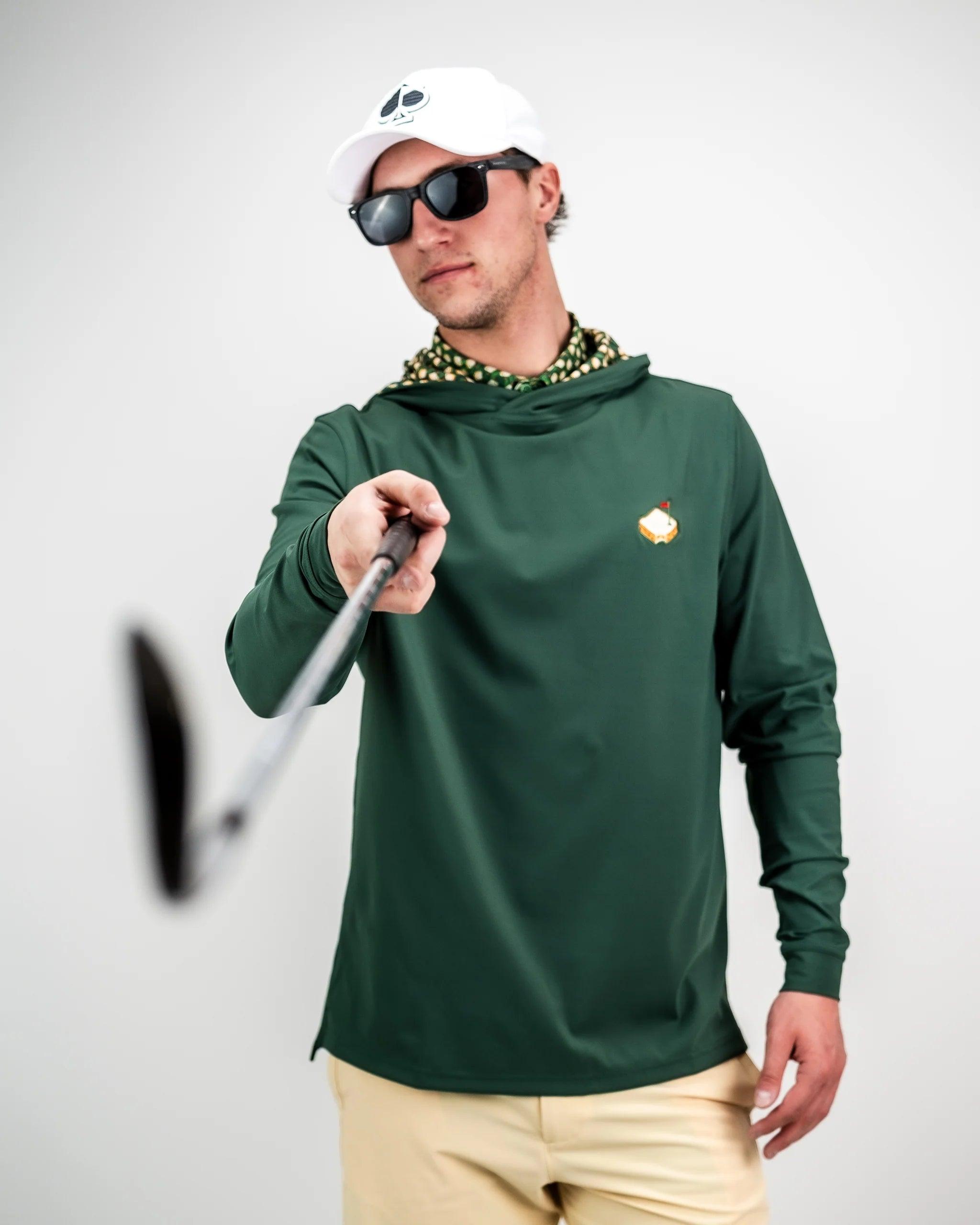 Performance Golf Hoodie Green Pattern The Master Sandwich Flag outerwear