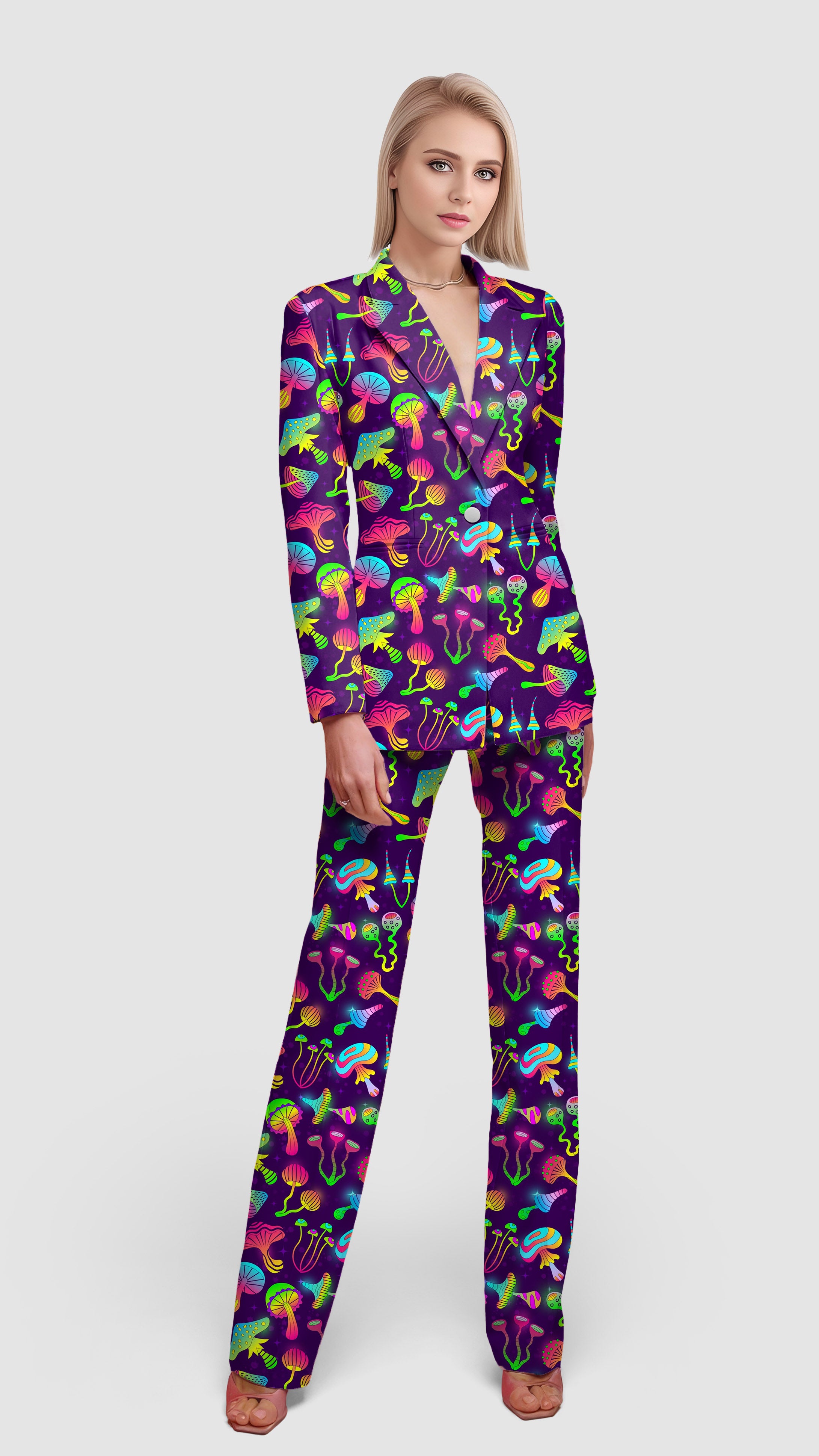 Neon Mushroom-Women's Blazer Casual Work Office Blazer Suit set