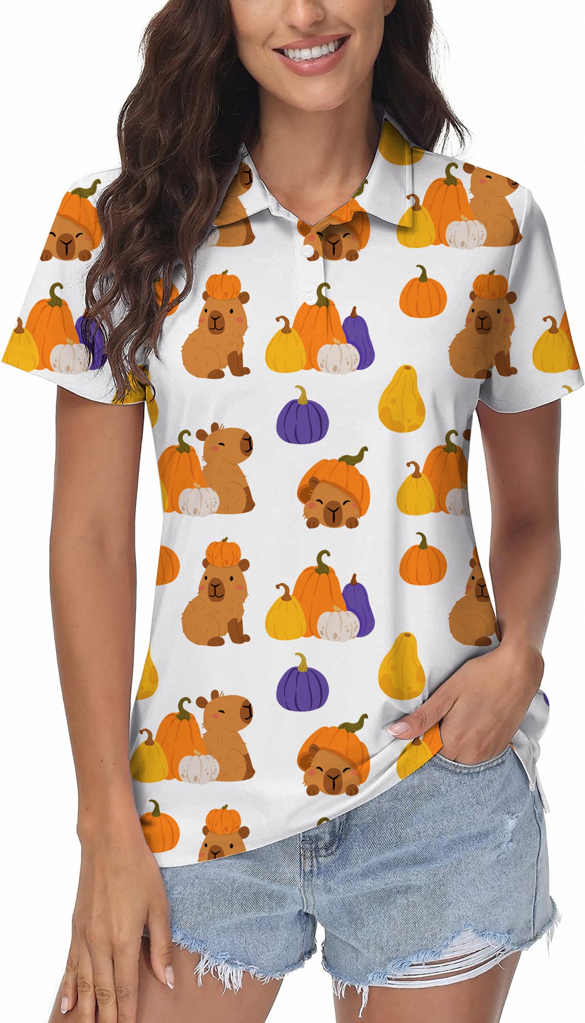 Halloween Capybara Women's Golf Polo