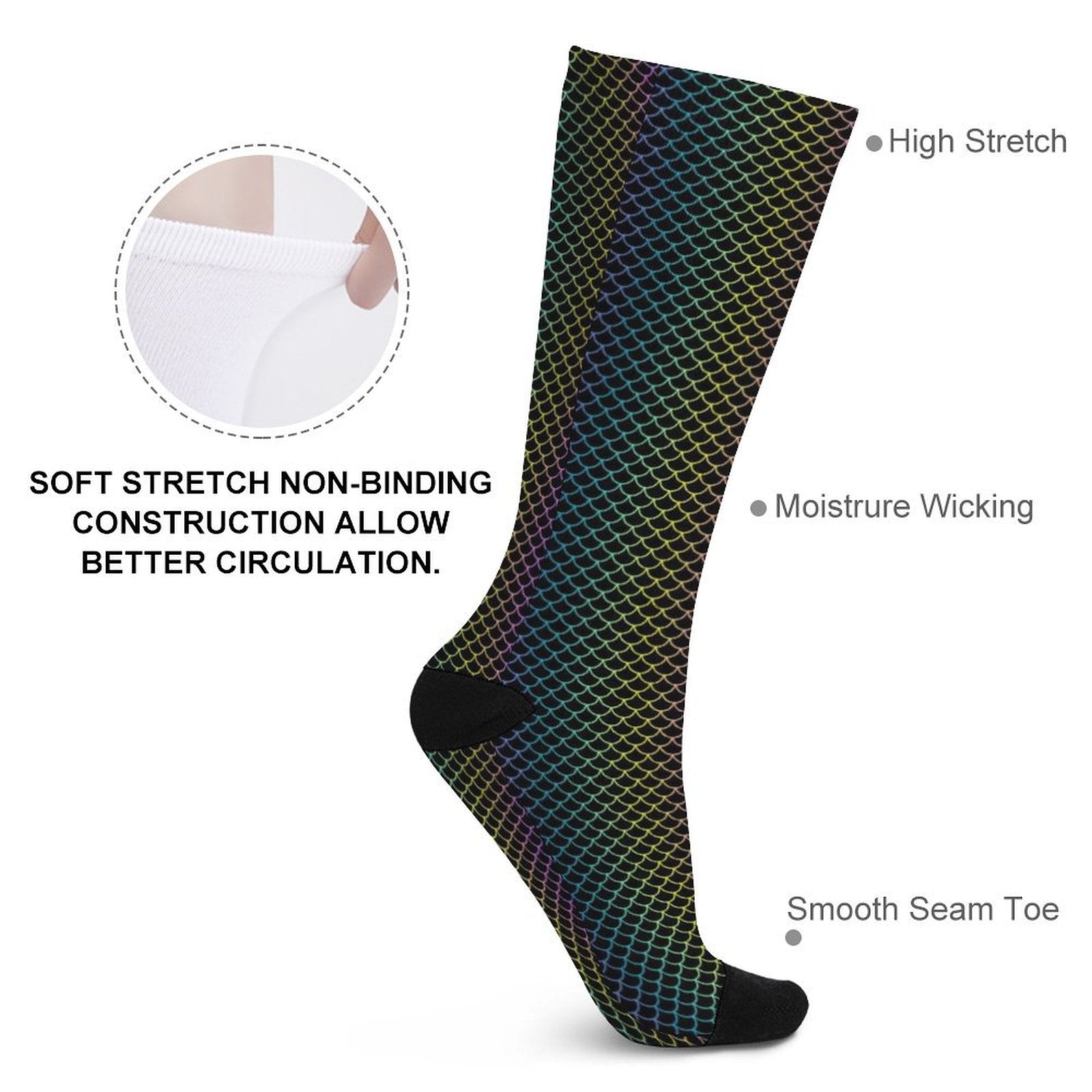 Fish scale gradient color Prined socks Gifts for Men Women