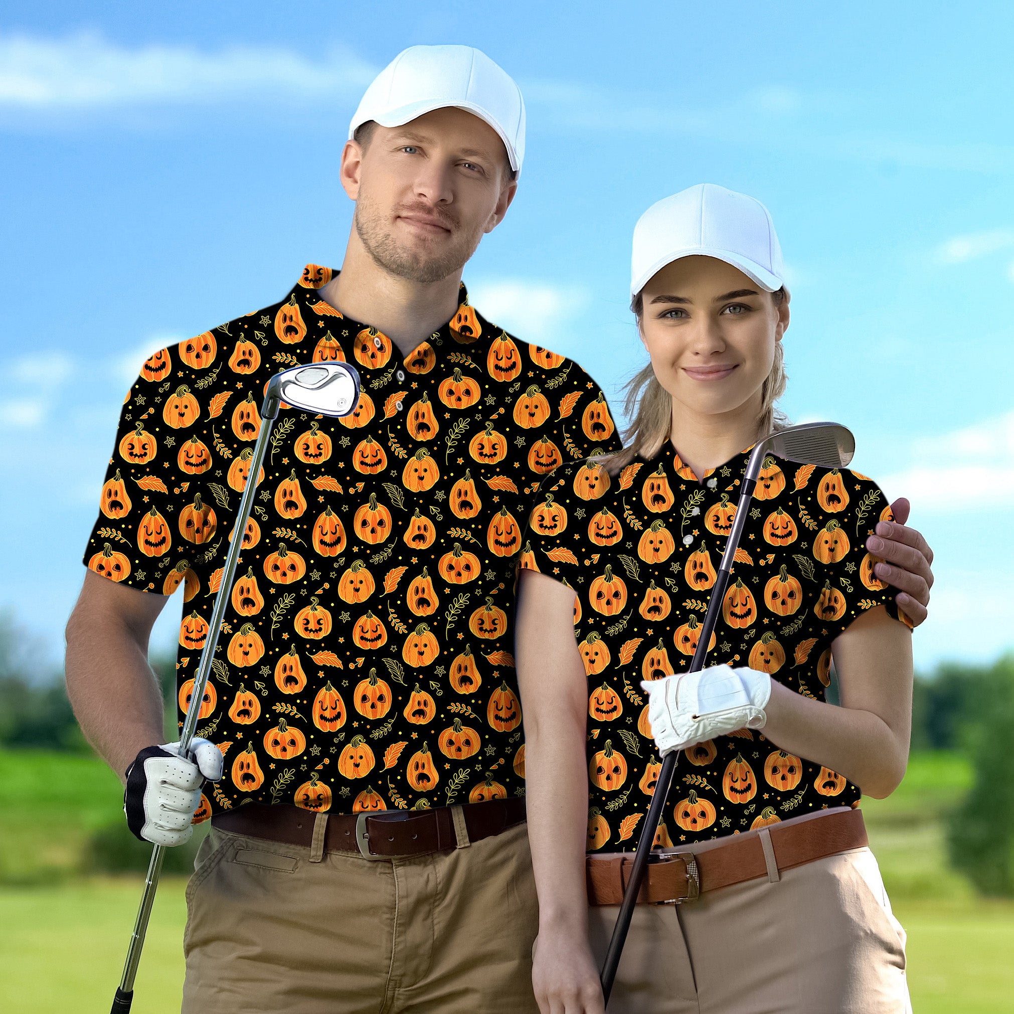 Couple Halloween Kawaii Pumpkin Bones set Golf Championship Trophy tournament