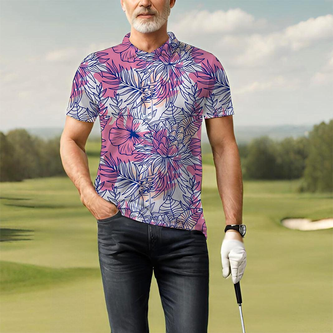 Men's Royal Hibiscus golf polo