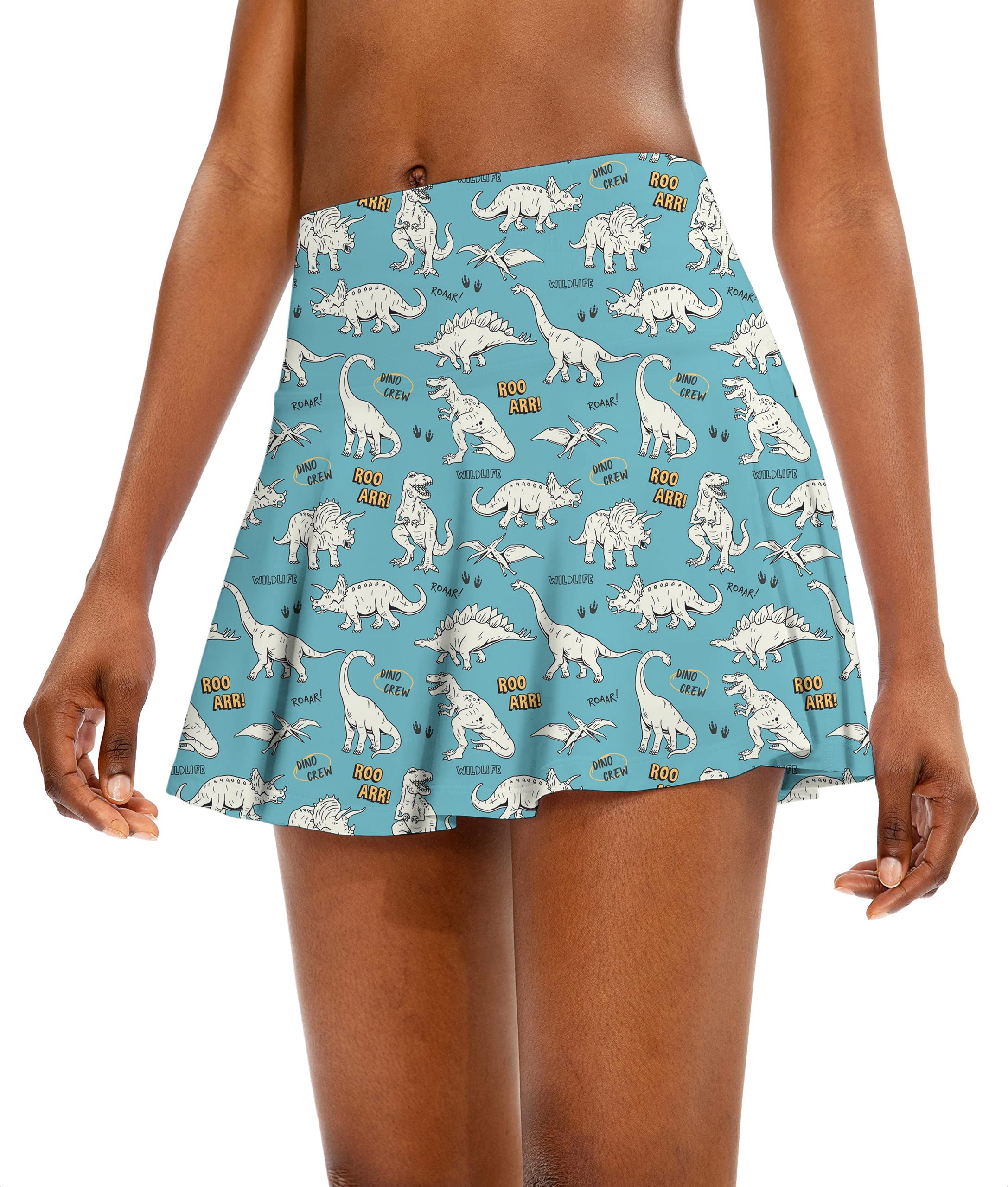 Dinosaurs rawr Women's Athletic Golf Skorts Flared Skirts