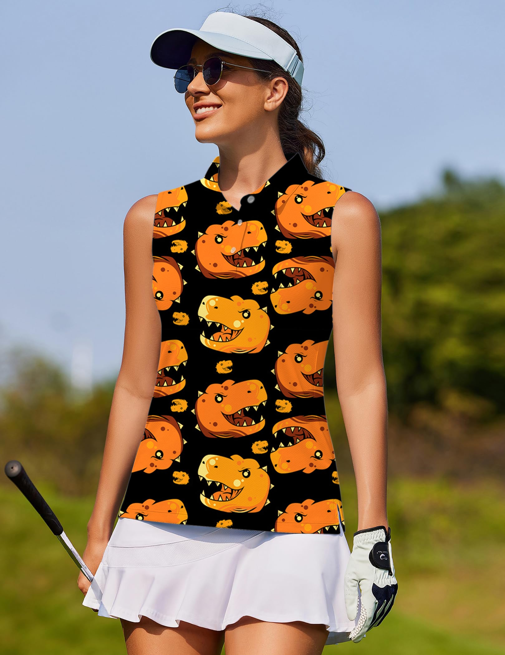 Dino Heads- Women's golf Sleeveless shirt