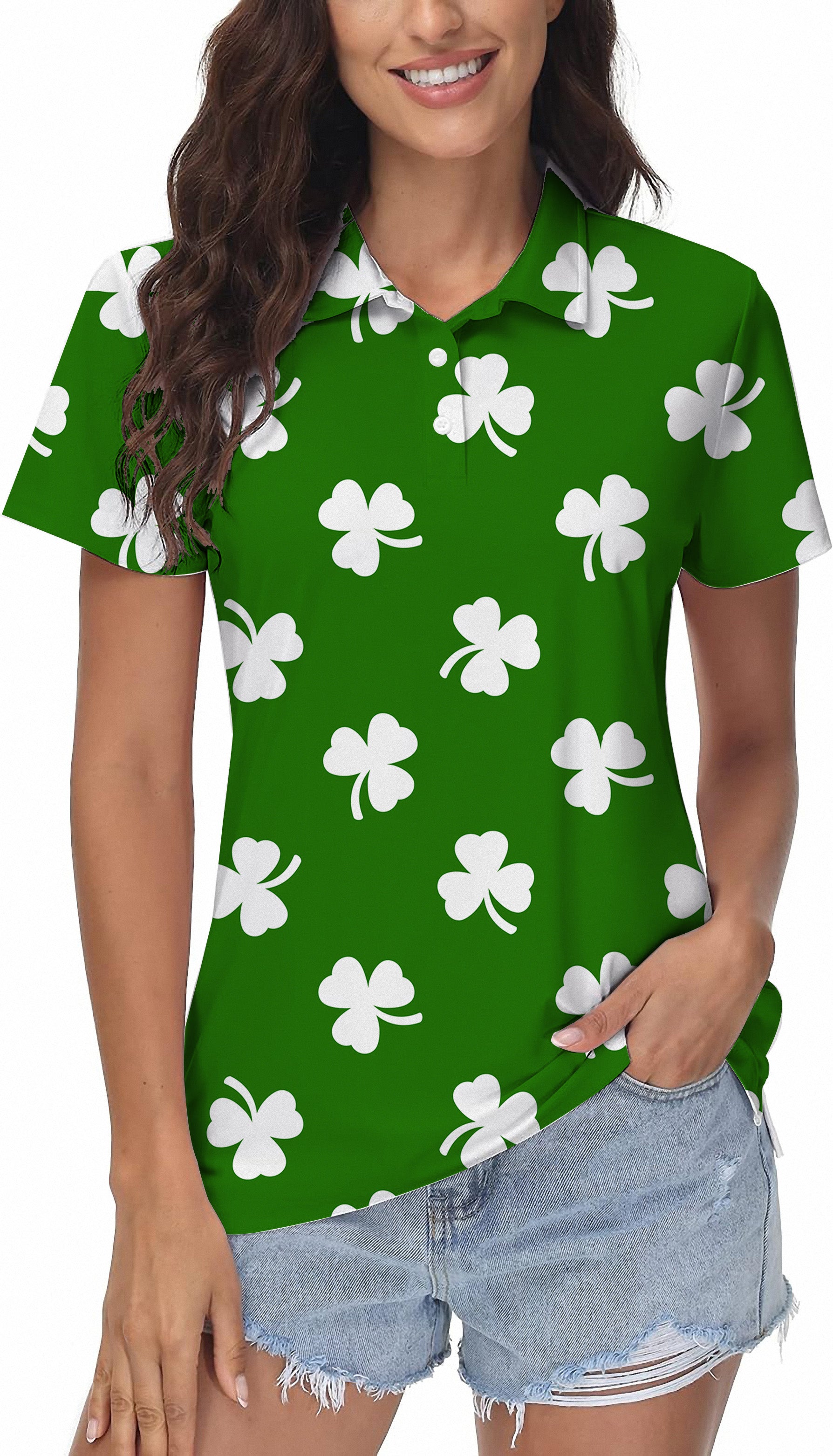 Leaf clover St. Patrick's Day Women's Golf Polo