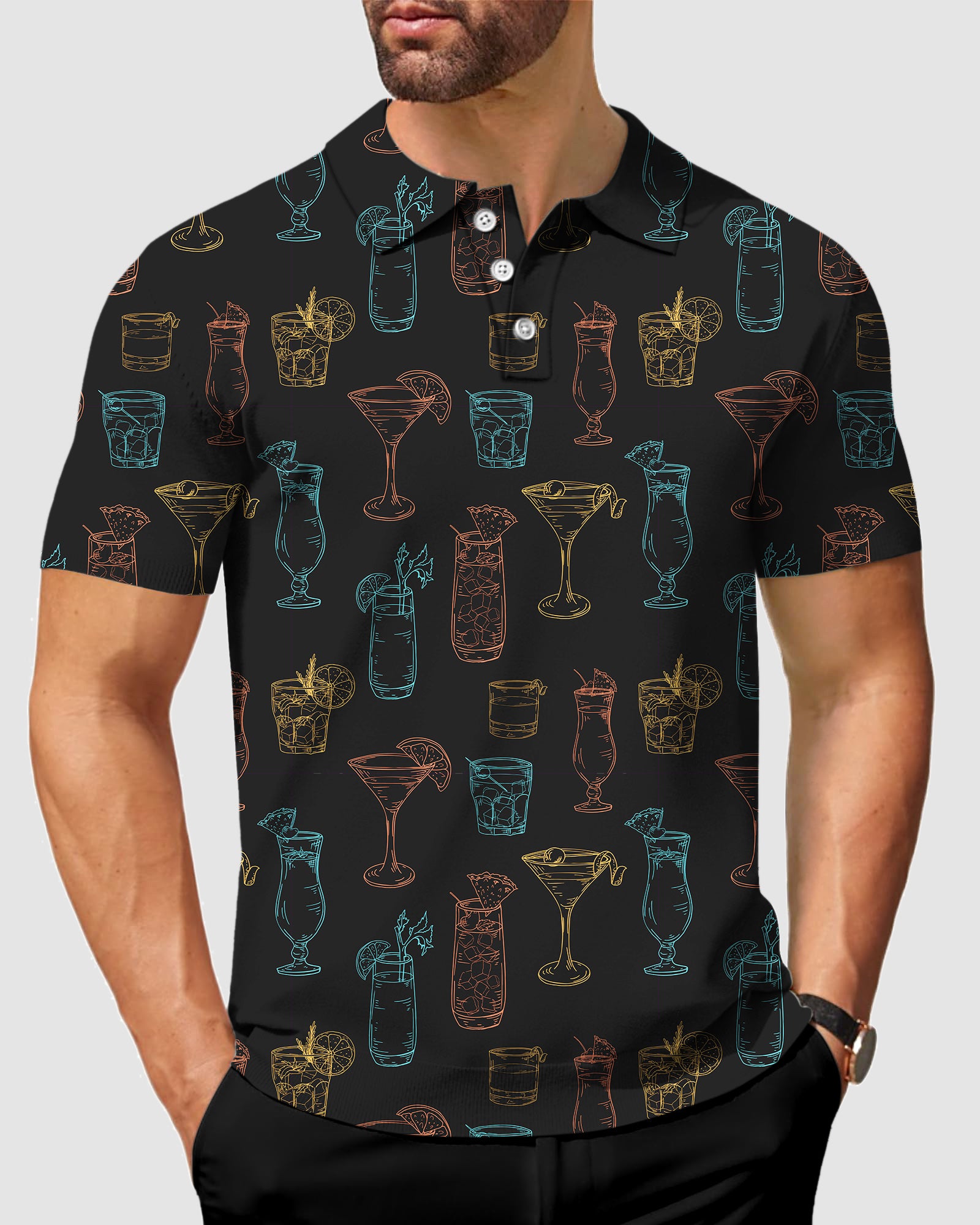 men's golf Lemon soda beverage polo