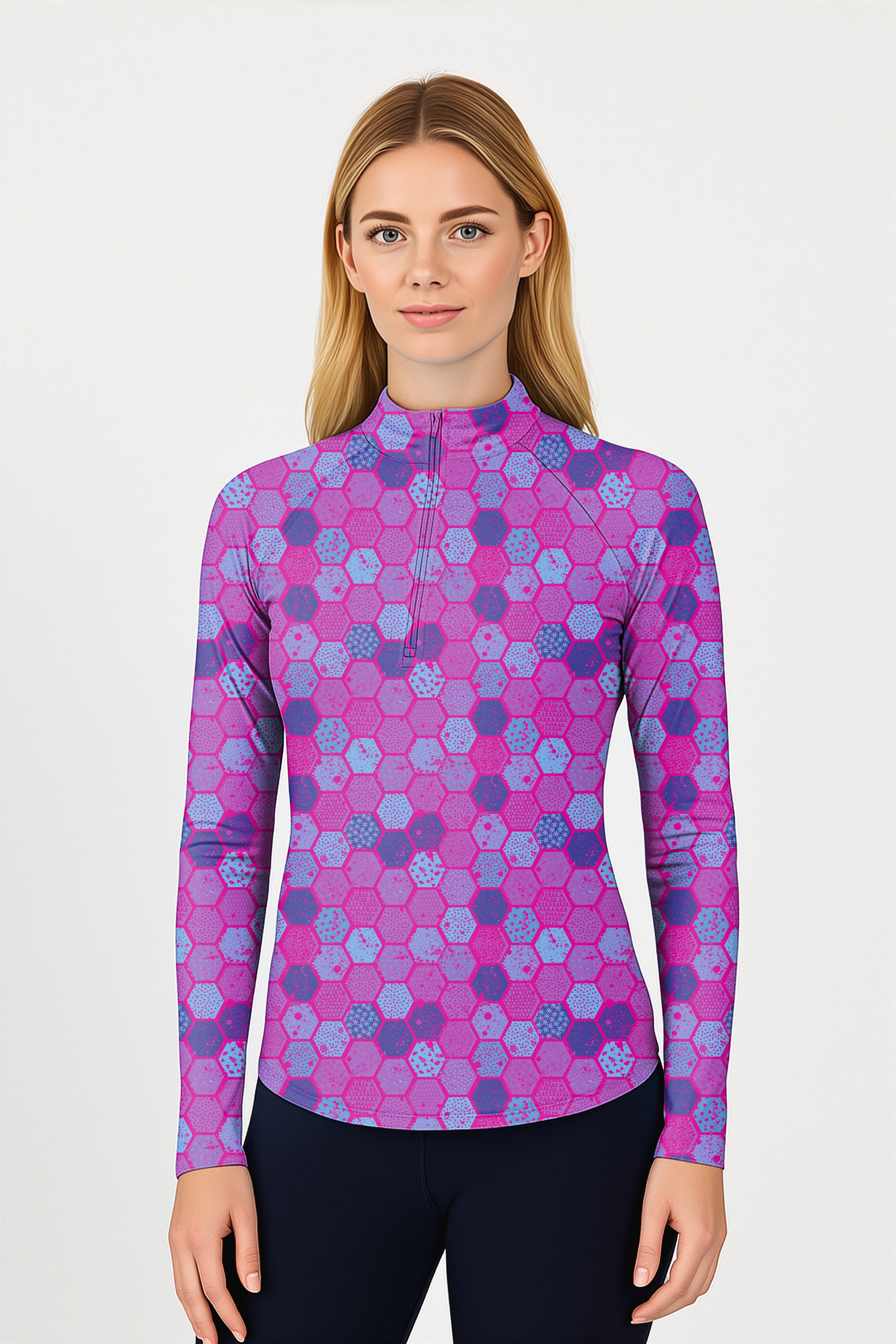 HEXtreme Women's Golf Active 3/4 Zipper Top Long Sleeves