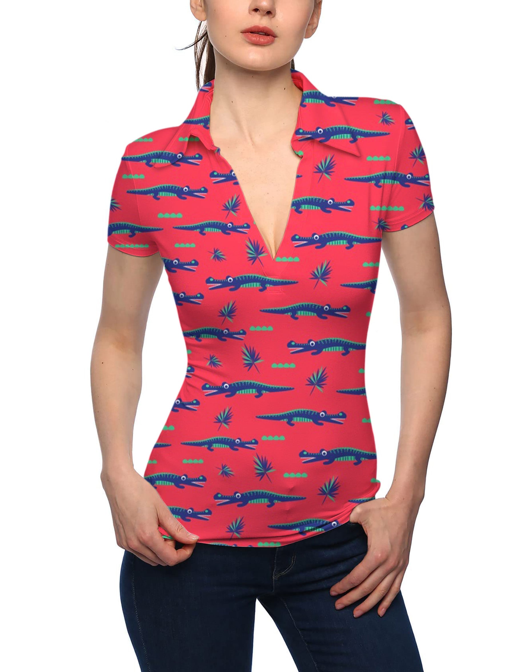 Women's Alligator's Got My Ball V Neck Golf Polo