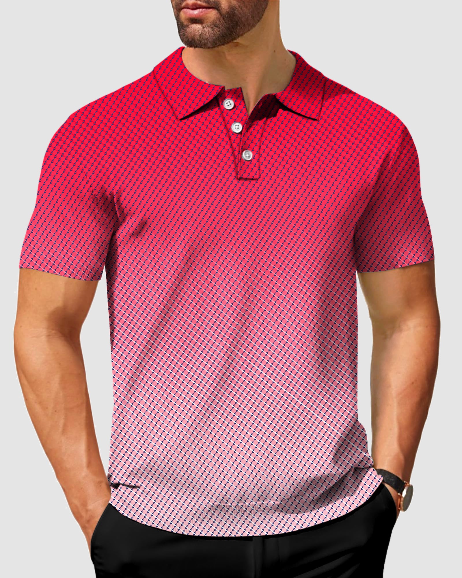 Men's Red Gradient Polo
