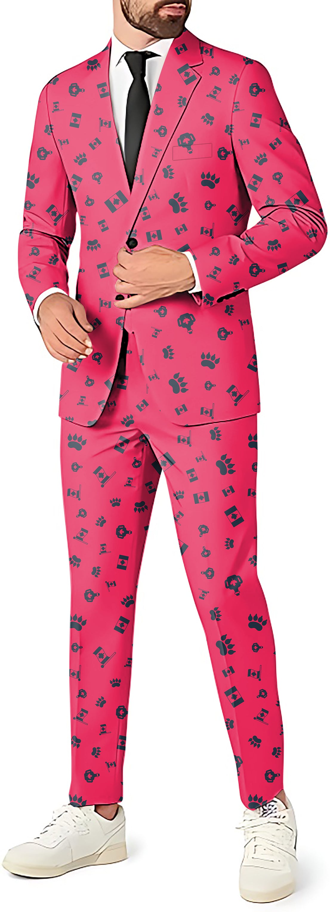 Canadian Flag Paw Men's Party Costumes-Theme Party 2 or 3pcs Suit set-Blazer Pants & Vest