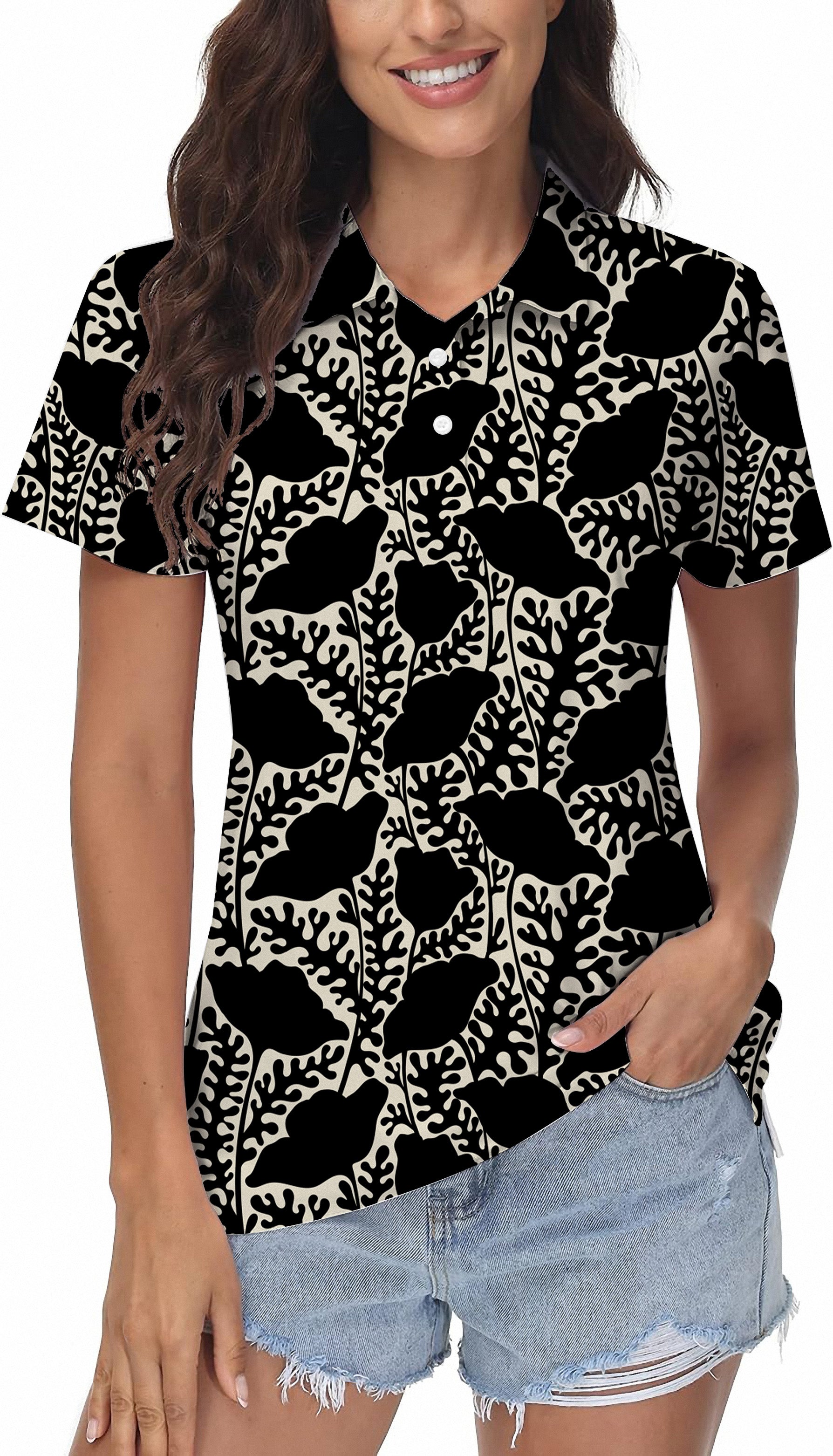 Monochrome Bloom Women's Golf Polo