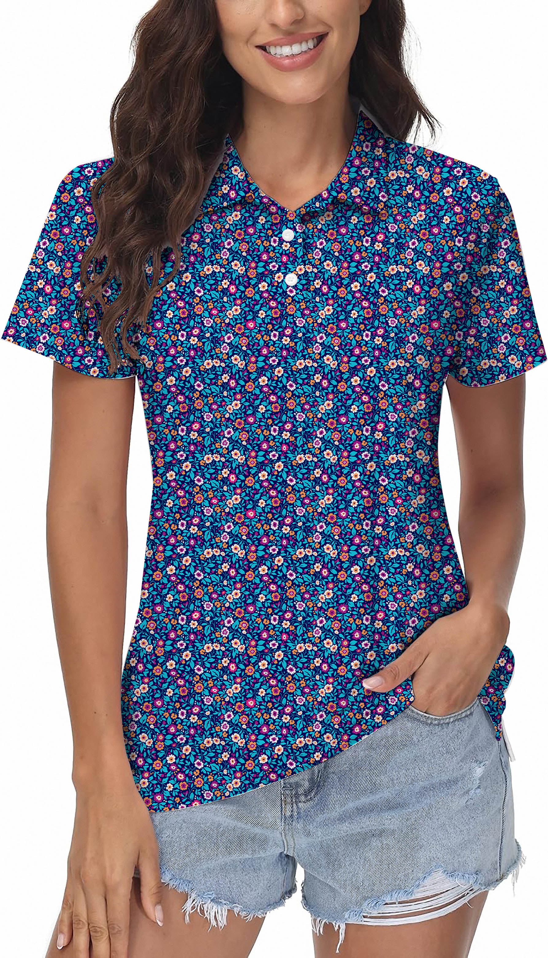 Dark Floral Women's Golf Polo