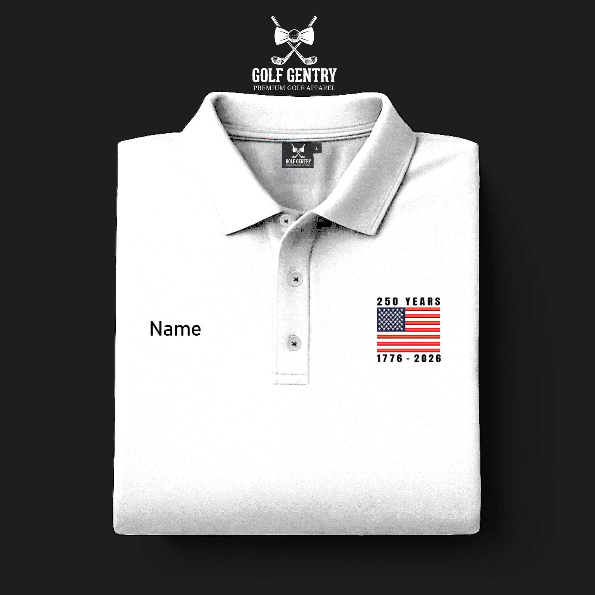 Men's The United States Celebrates Its 250th Anniversary of Independence Solid White Color Embroidery On The Left Chest Nylon Polo