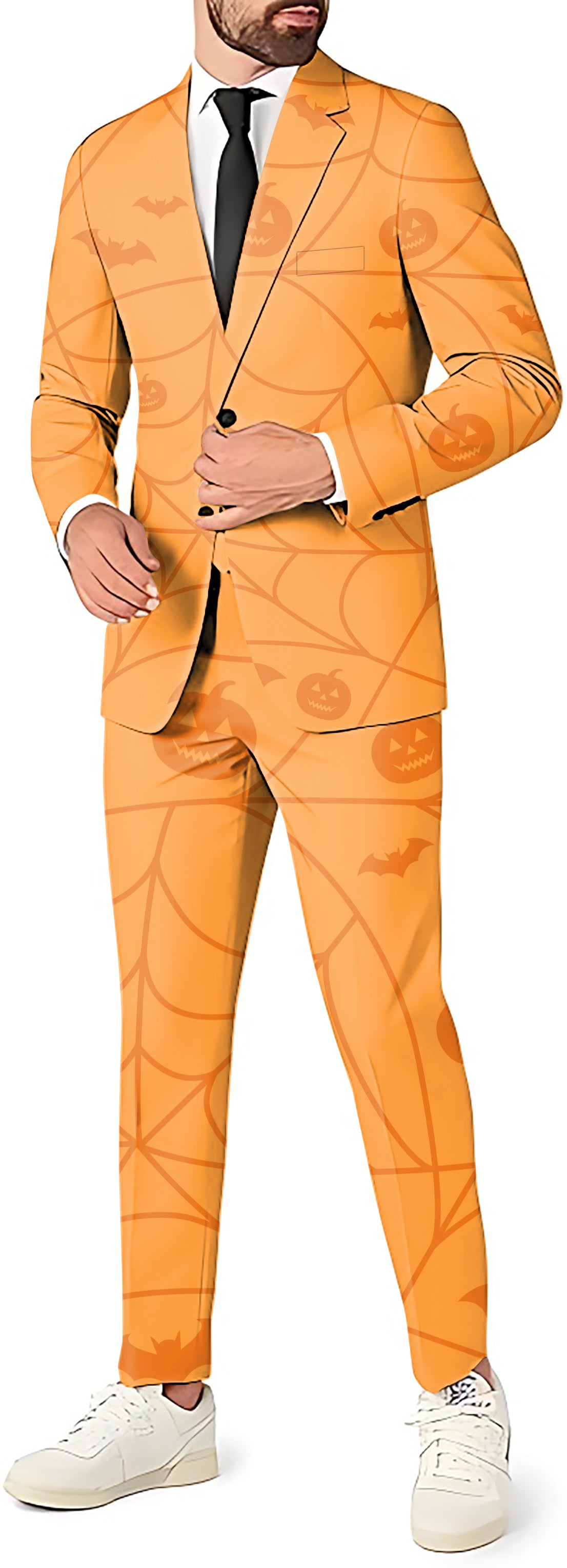 Halloween Spiderweb Pumpkin Men's Party Costumes-Theme Party 2 or 3pcs Suit set-Blazer Pants & Vest