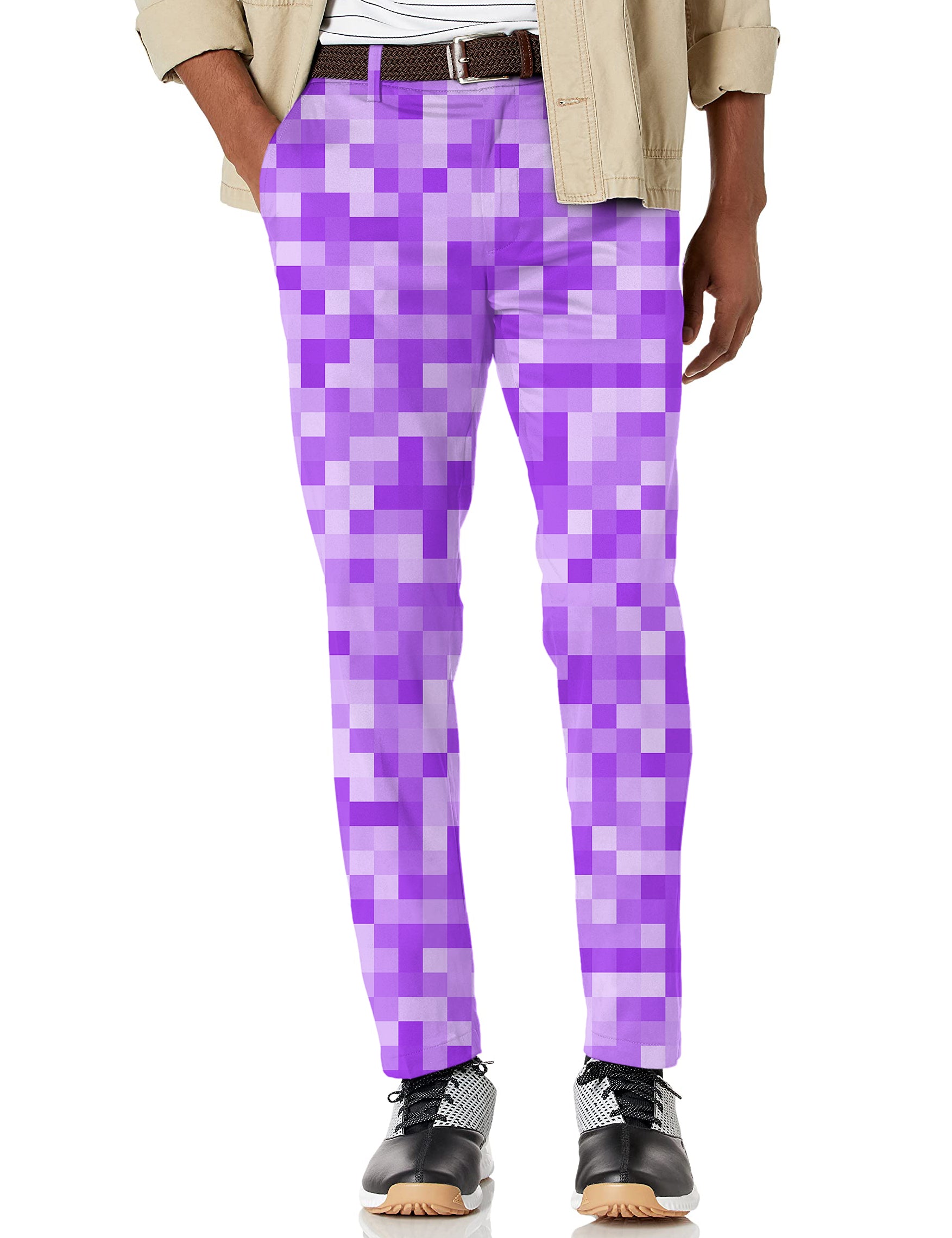 Men's Purple Pixel Big Stretch Golf Pants