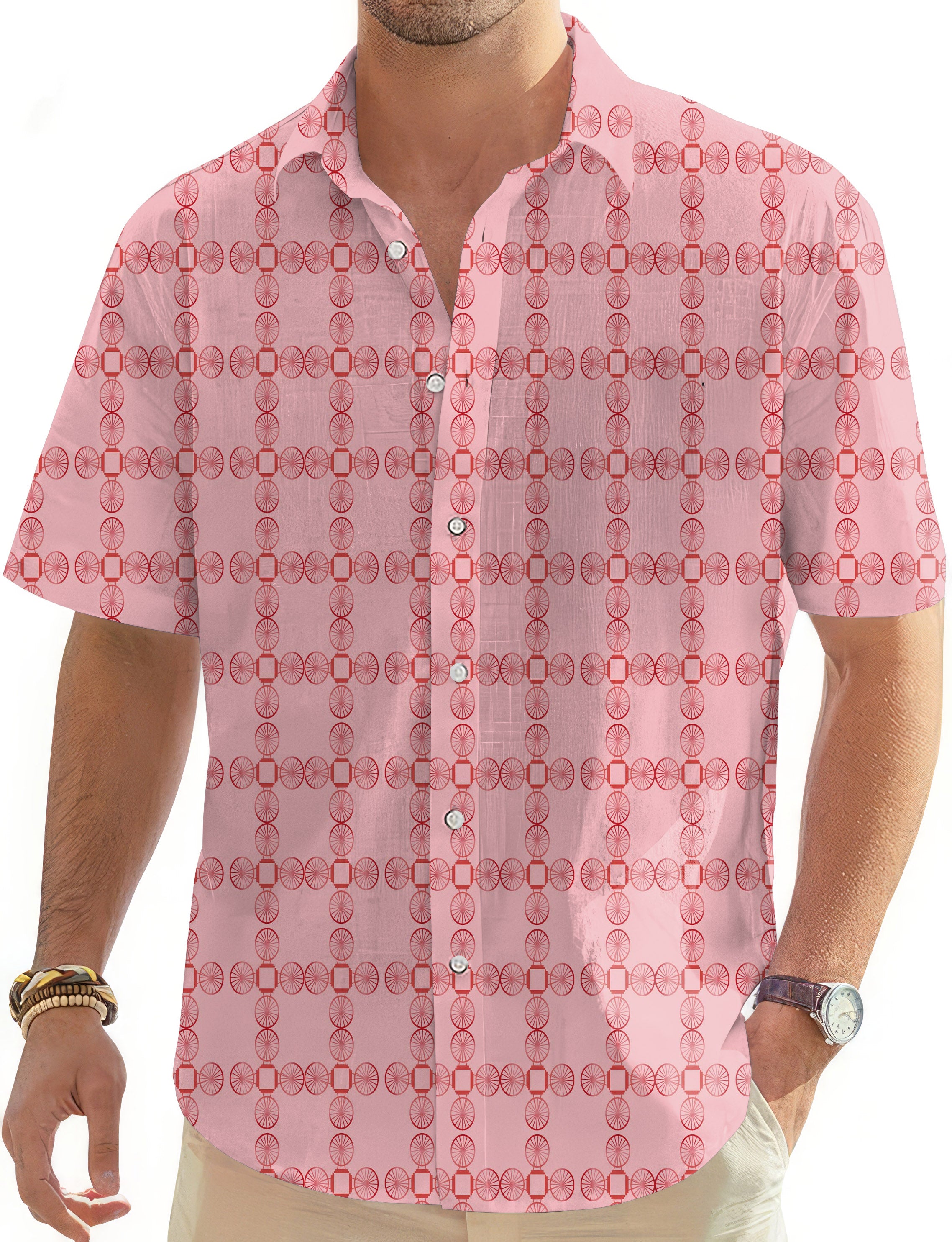 limited edition Pink geometry-Men's Golf Hawaiian Shirts Button Down Shirt