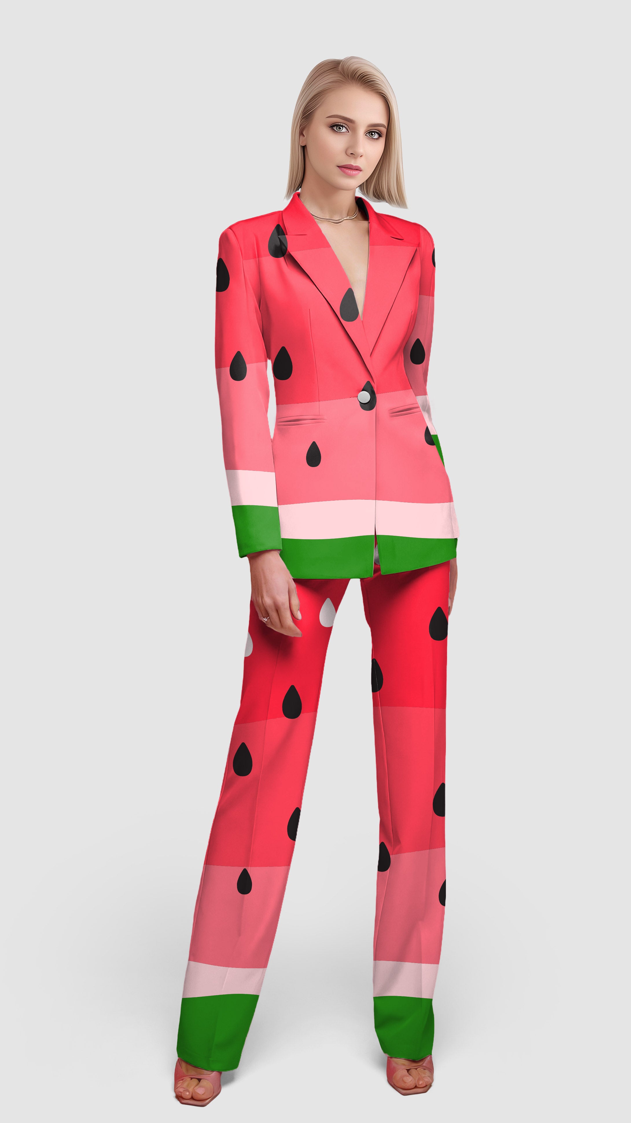 watermelon-Women's Blazer Casual Work Office Blazer Suit set