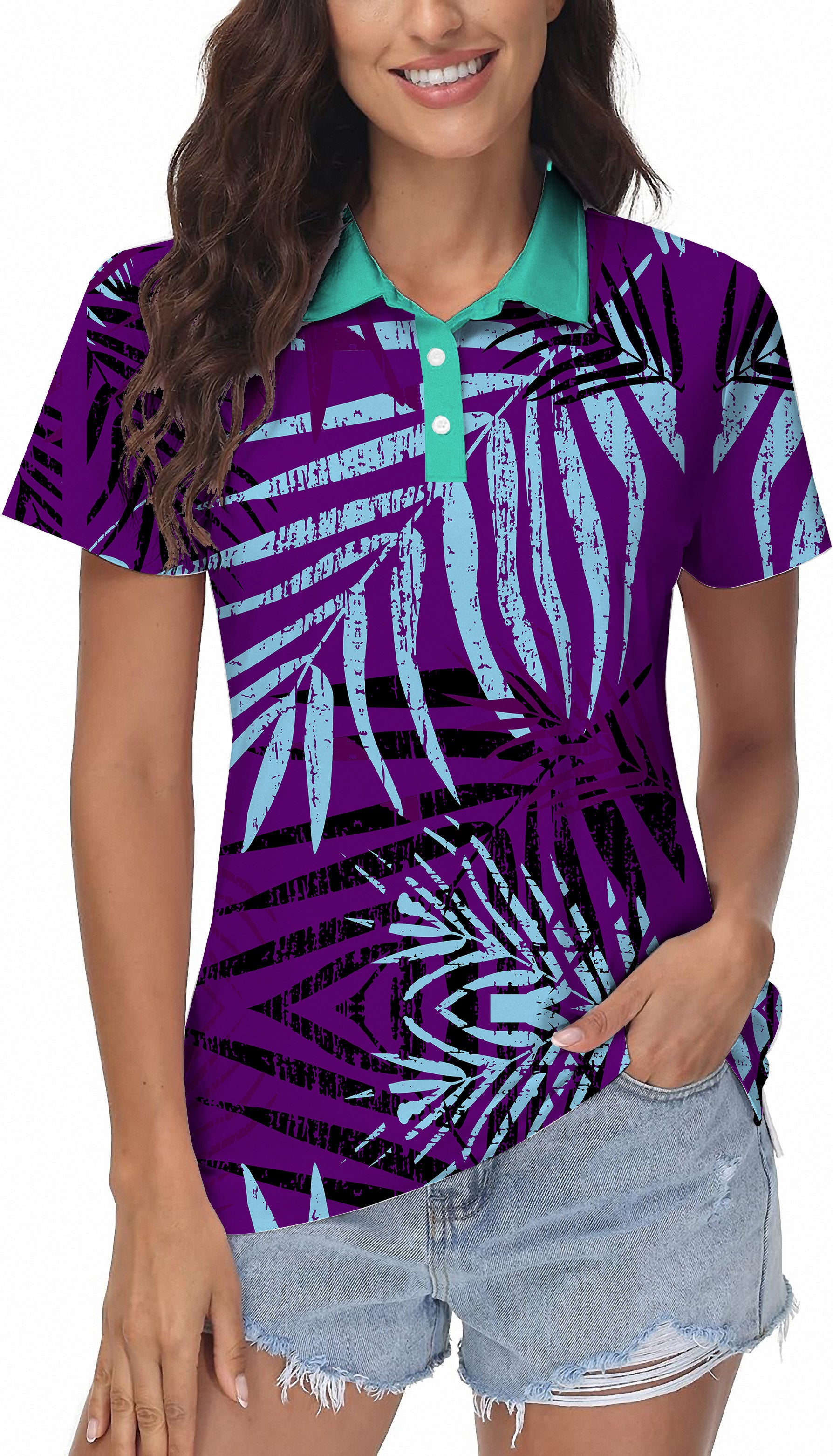 purple leaf Women's Golf Polo