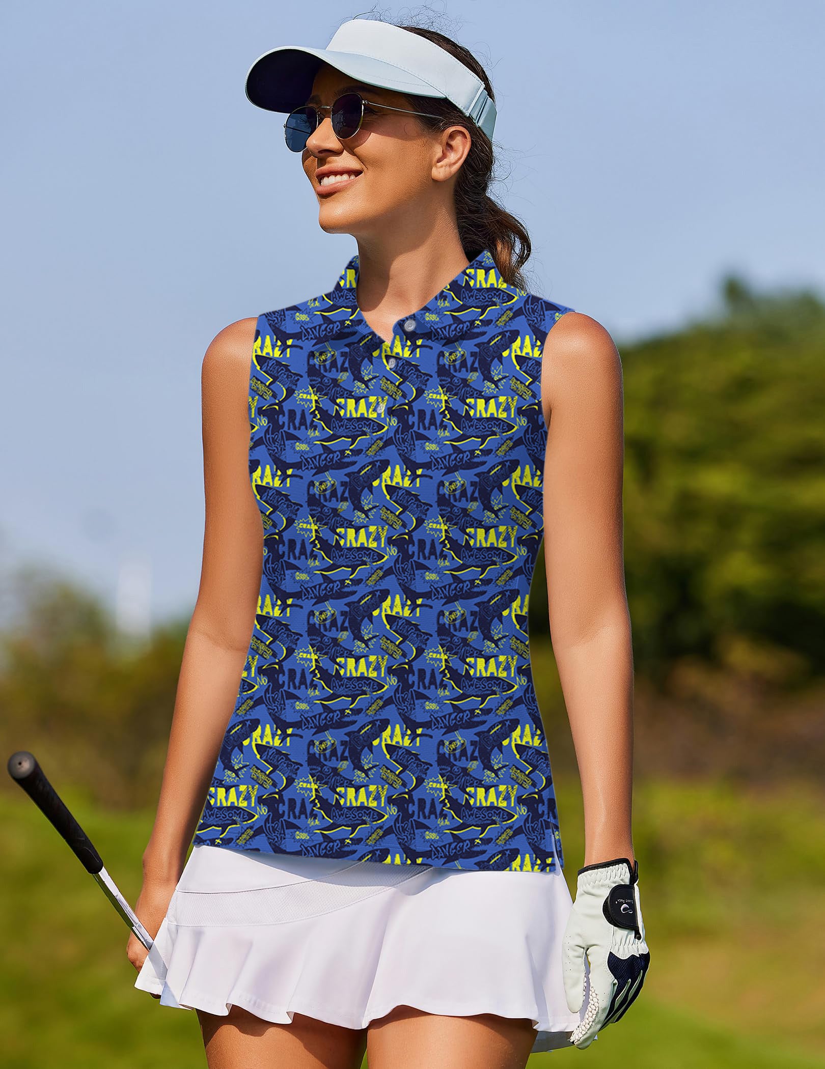 awesome shark Women's golf Sleeveless shirt