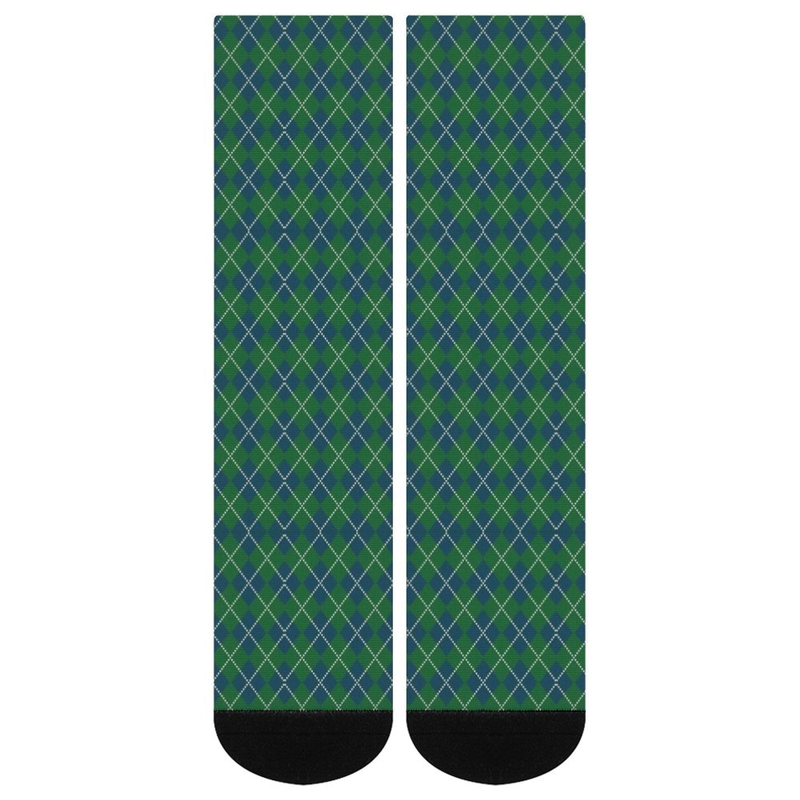 Green grid Prined socks Gifts for Men Women