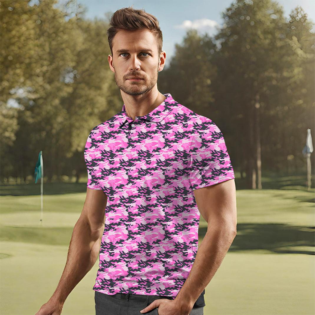 Men's Pink Camo golf polo