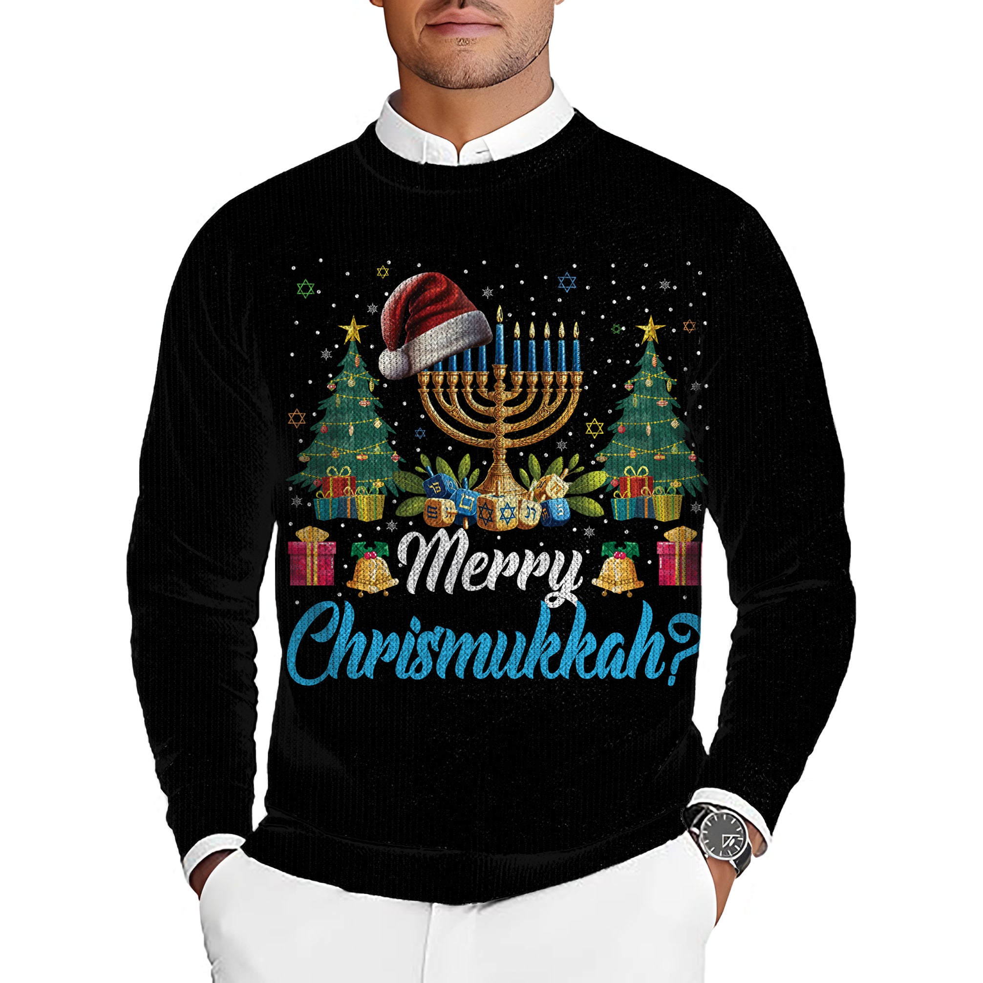 Christmas tree Men's Golf Crewneck Pullover Sweaters Ugly Sweater