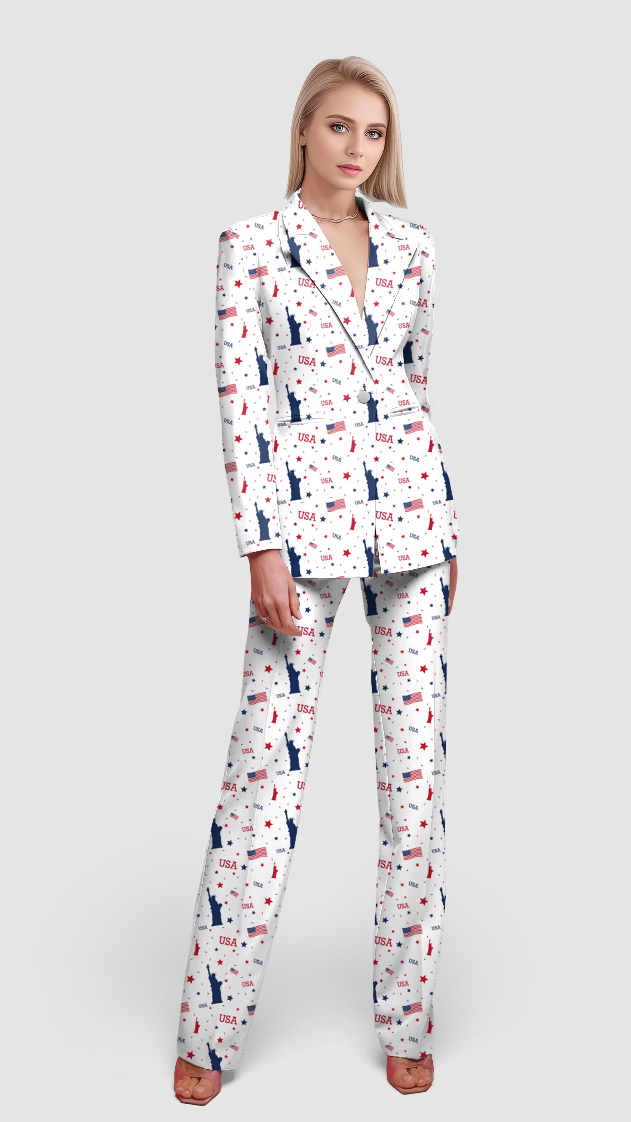 Statue of Liberty-Women's Blazer Casual Work Office Blazer Suit set