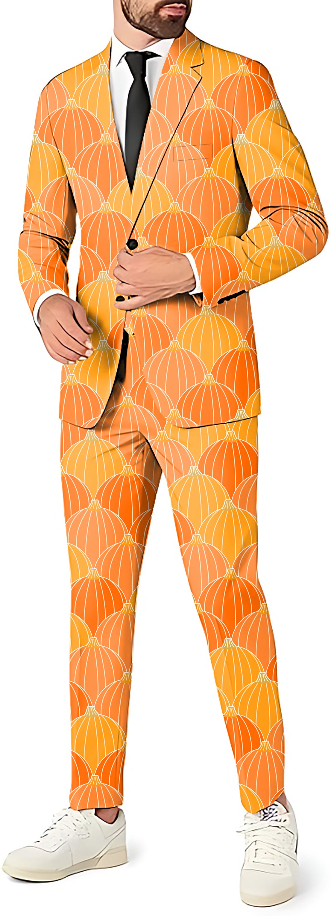 Halloween Thanksgiving Pumpkin Bones Men's Party Costumes-Theme Party 2 or 3pcs Suit set-Blazer Pants & Vest