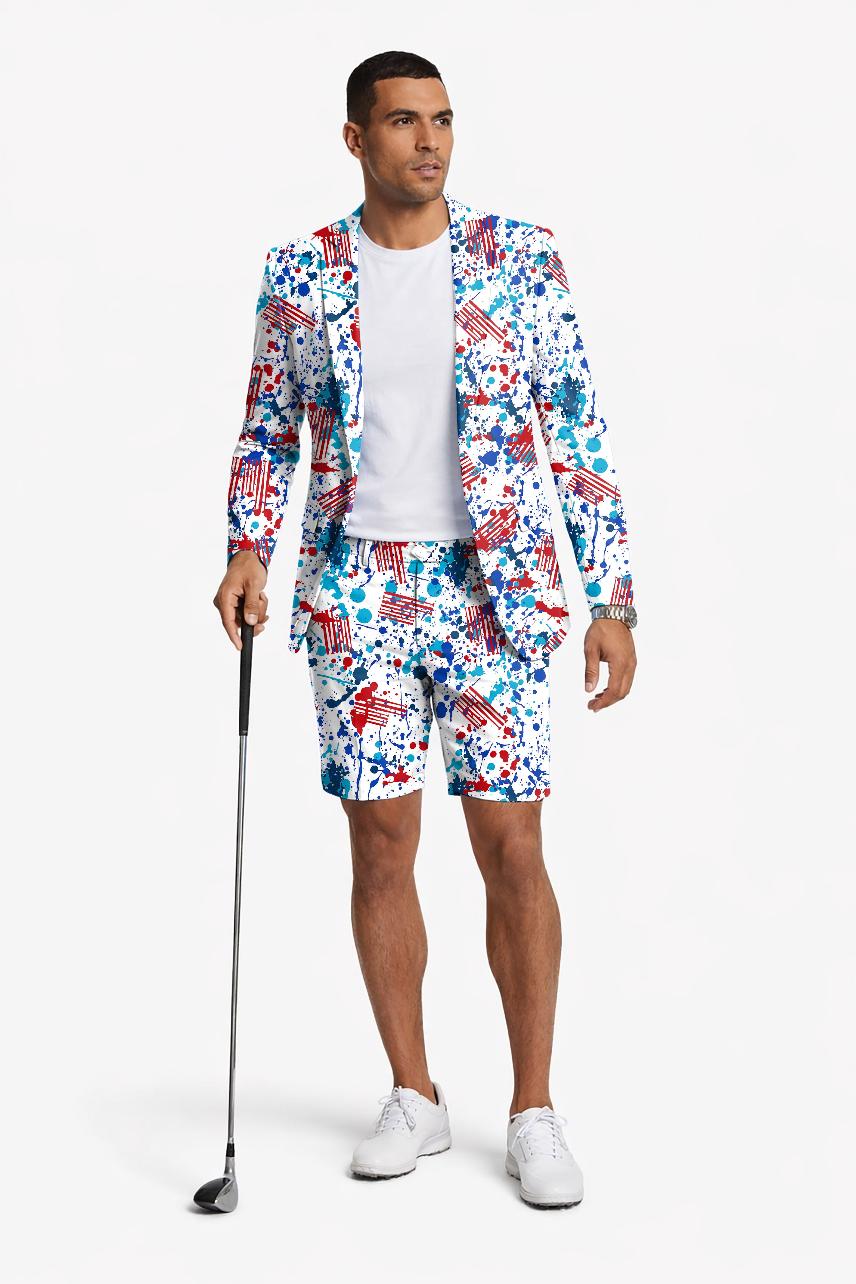 graffiti Men's Party Costumes-Theme Party 2pcs Suit set-Blazer Shorts