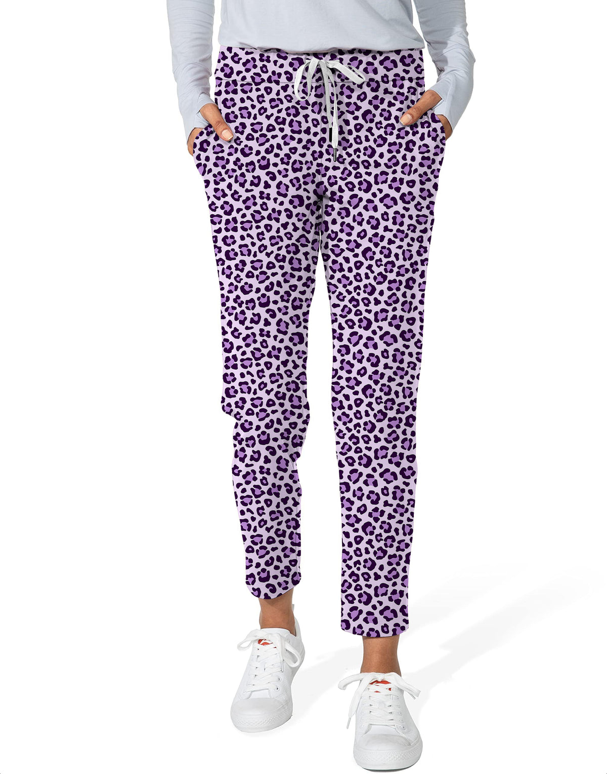pink leopard print Women's 7/8 Stretch Ankle Golf Pants