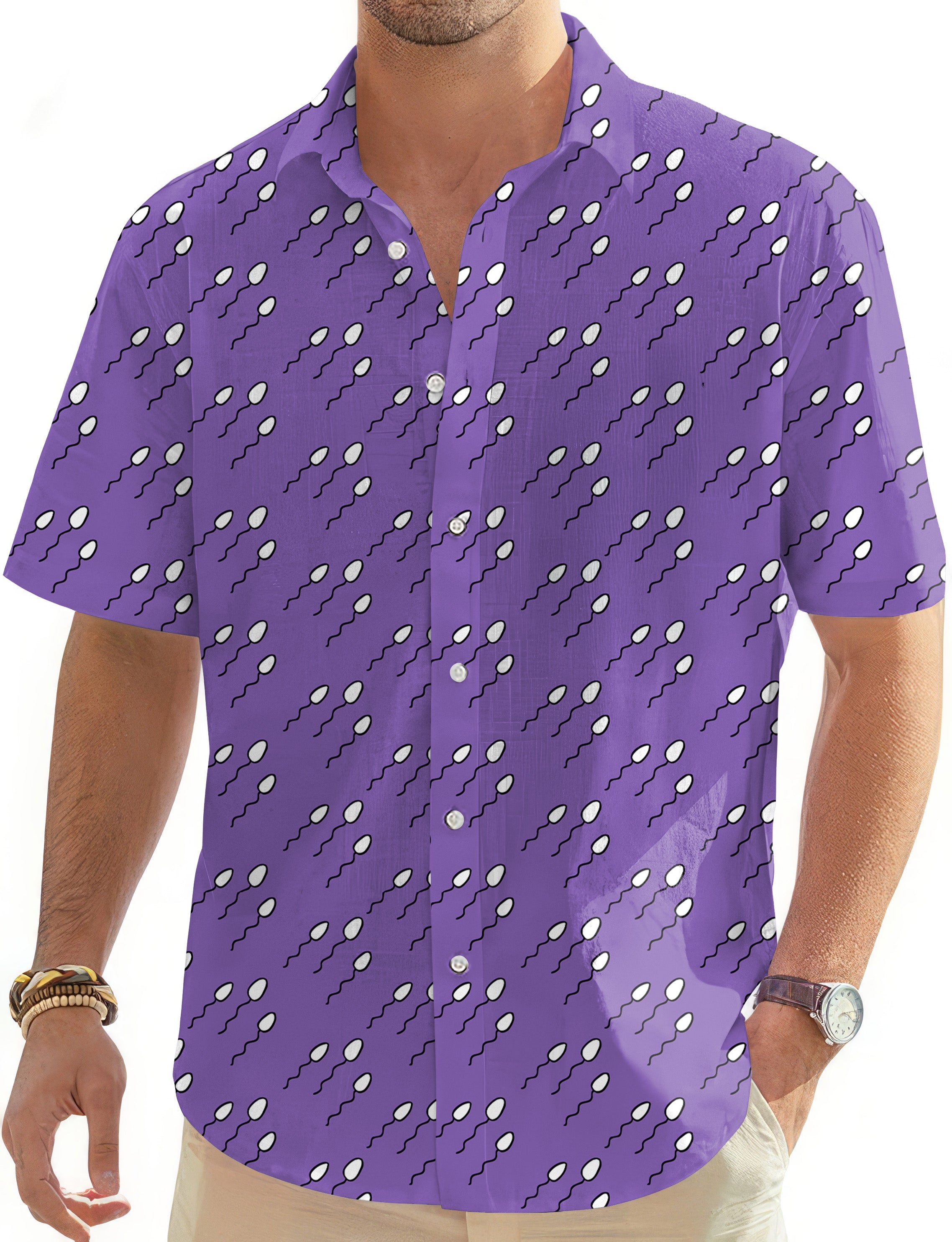 Abstract Sperm Lines Men's Golf Hawaiian Shirts Button Down Shirt