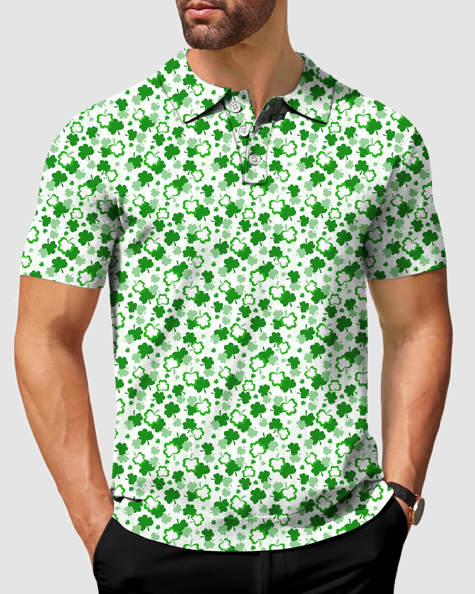 Men's Leaf clover St. Patrick's Day Golf Polo