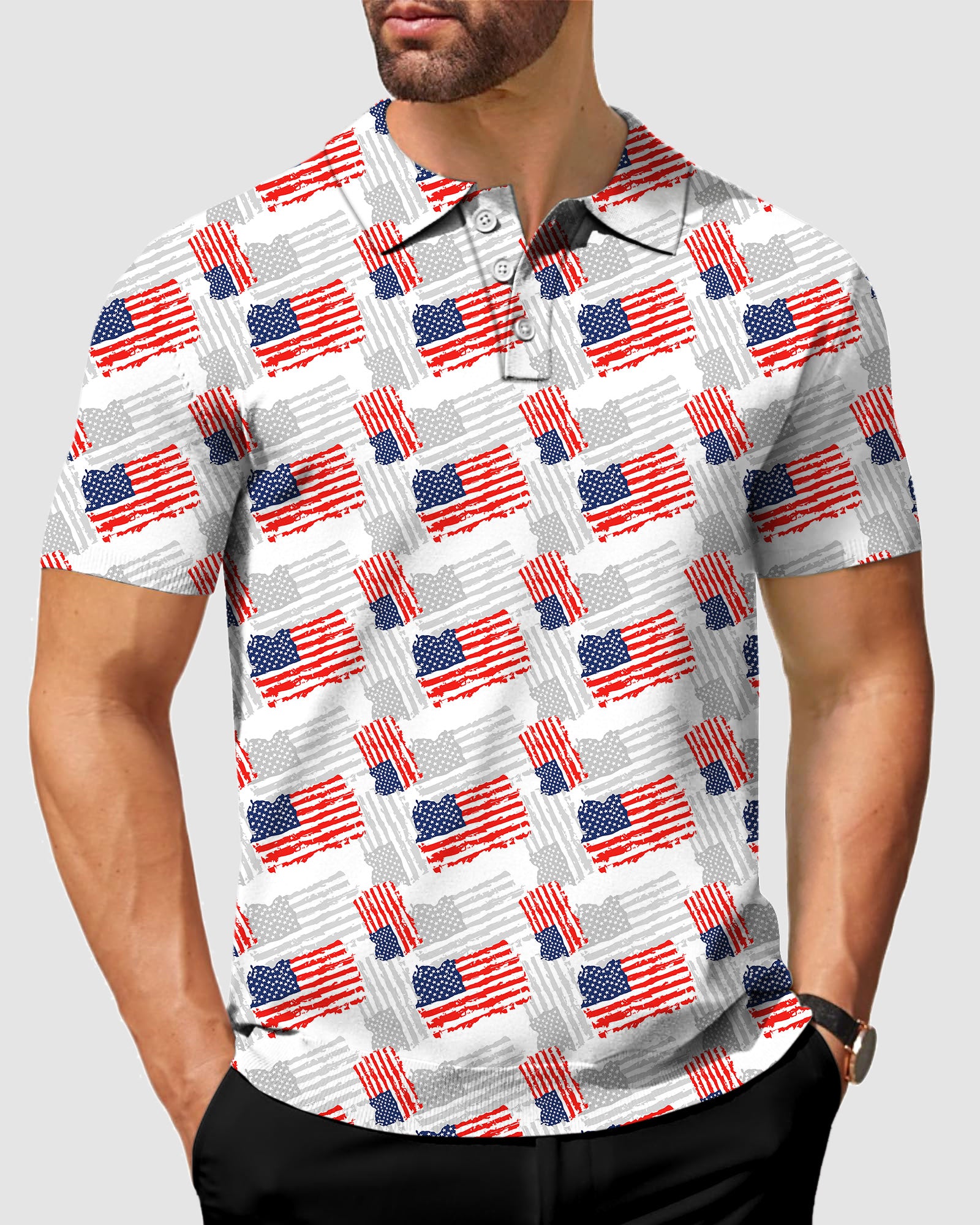 Men's American flag Polo