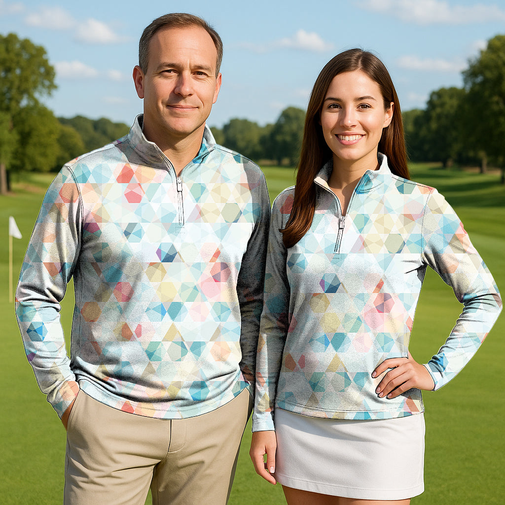 Fresh Flavors Couple Golf Active 3/4 Zipper Top Long Sleeves