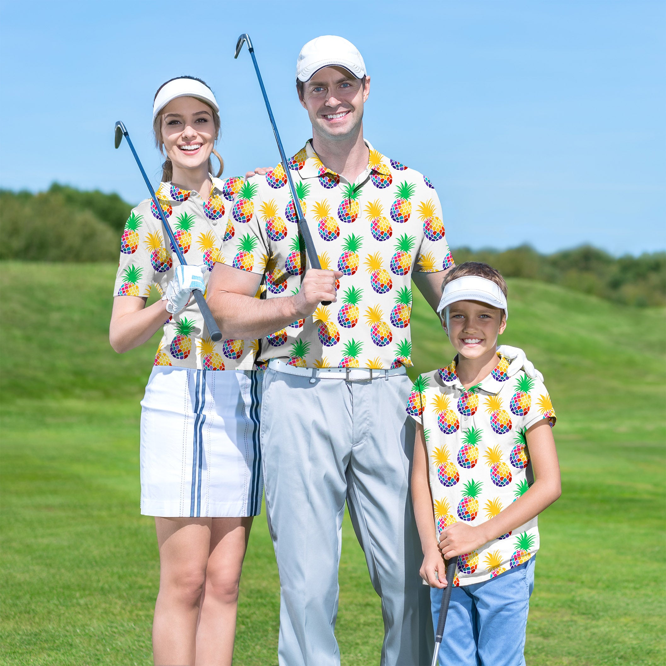 Golf Polo Couple Family set Pineapple Disco