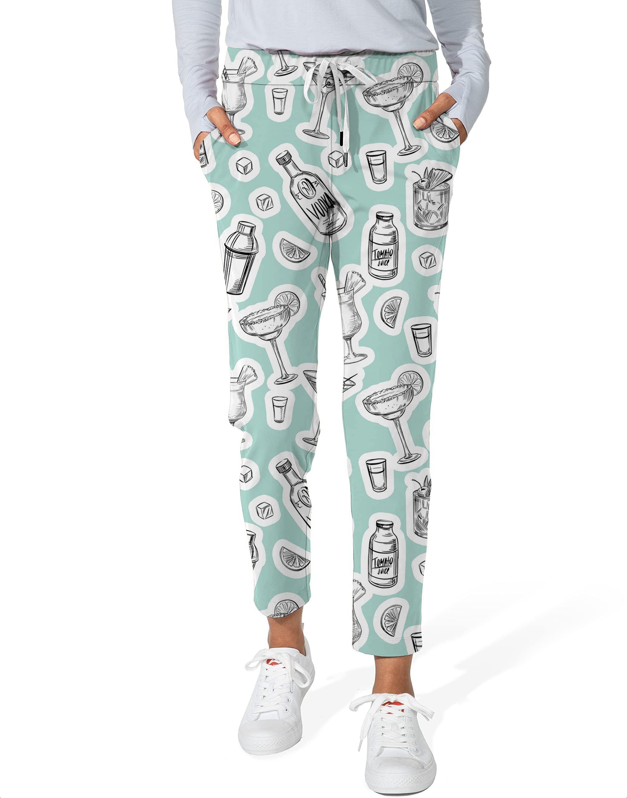 Set of alcohol cocktails-Women's 7/8 Stretch Ankle Golf Pants