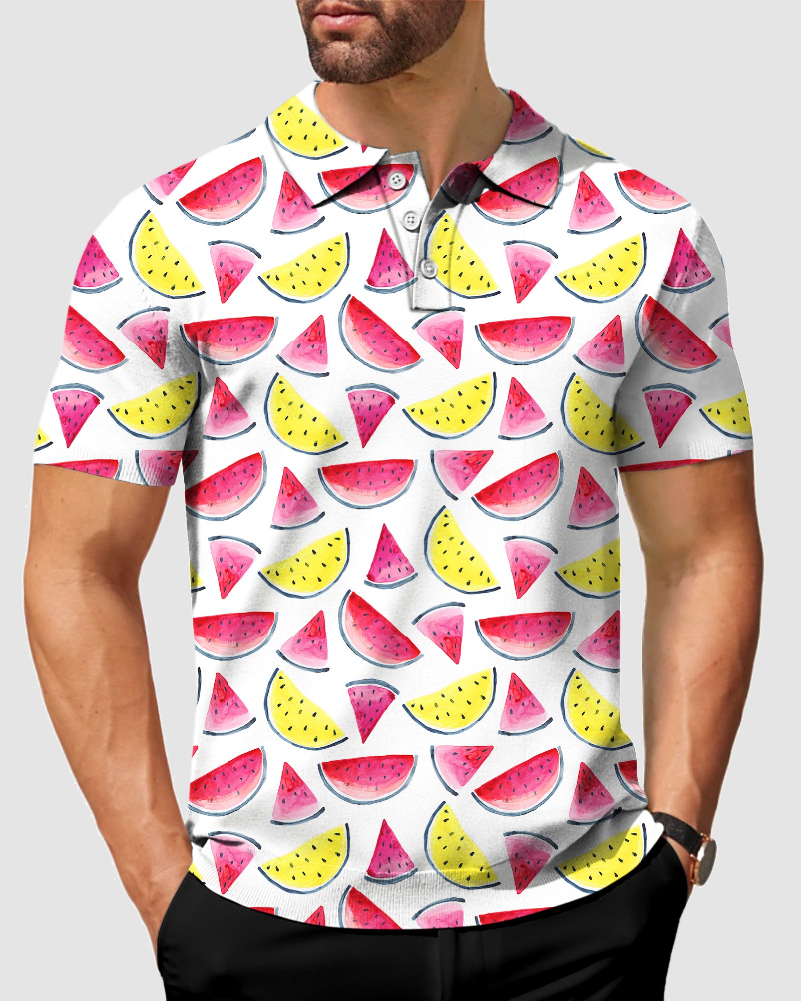 men's golf watermelon polo